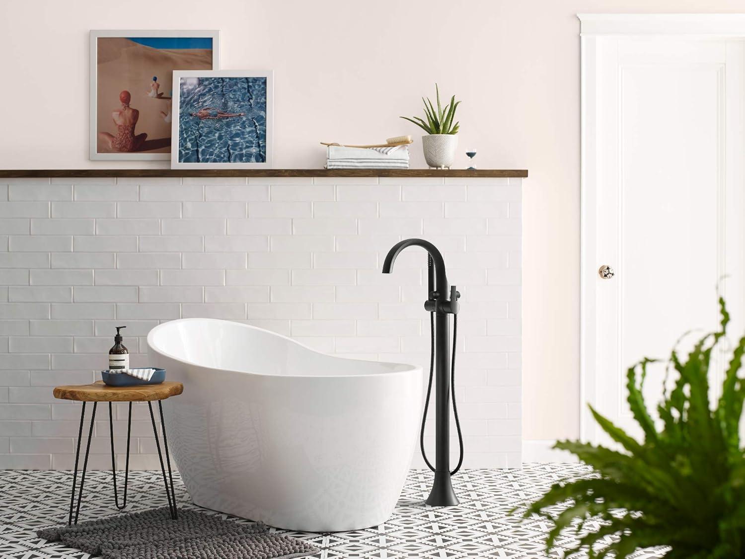 Doux Single Handle Floor Mounted Freestanding Tub Filler with Handshower