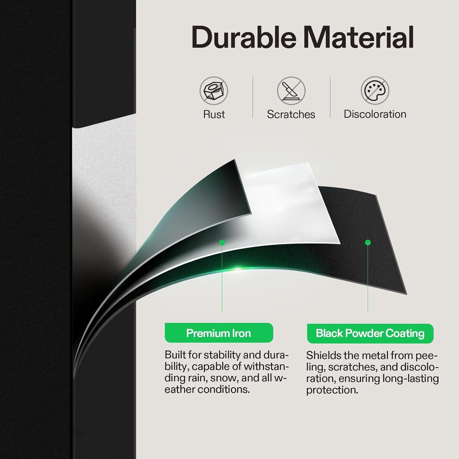 VIVOSUN Outdoor Iron Stair Handrail with Curved Ends and Balusters