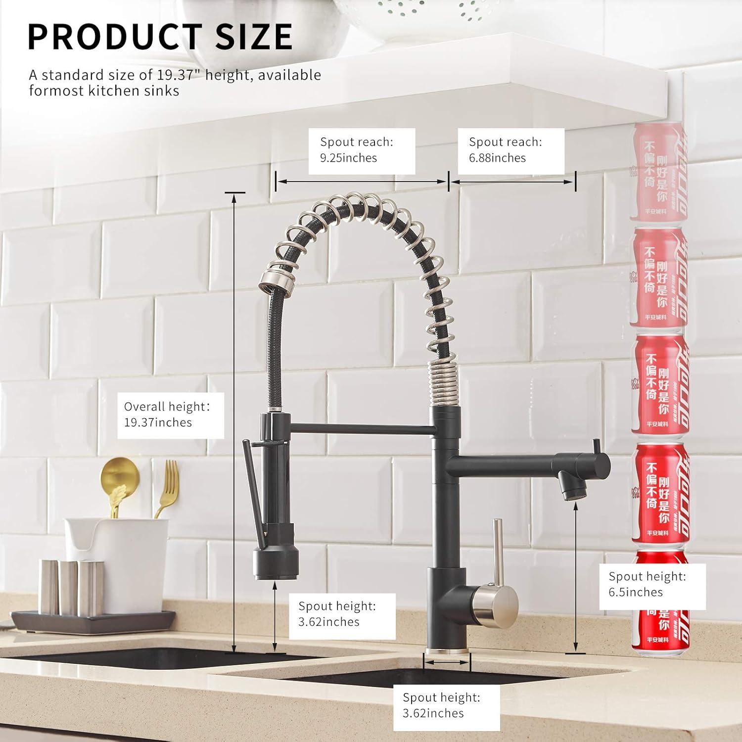 Matte Black Stainless Steel Kitchen Faucet with Pull-out Spray