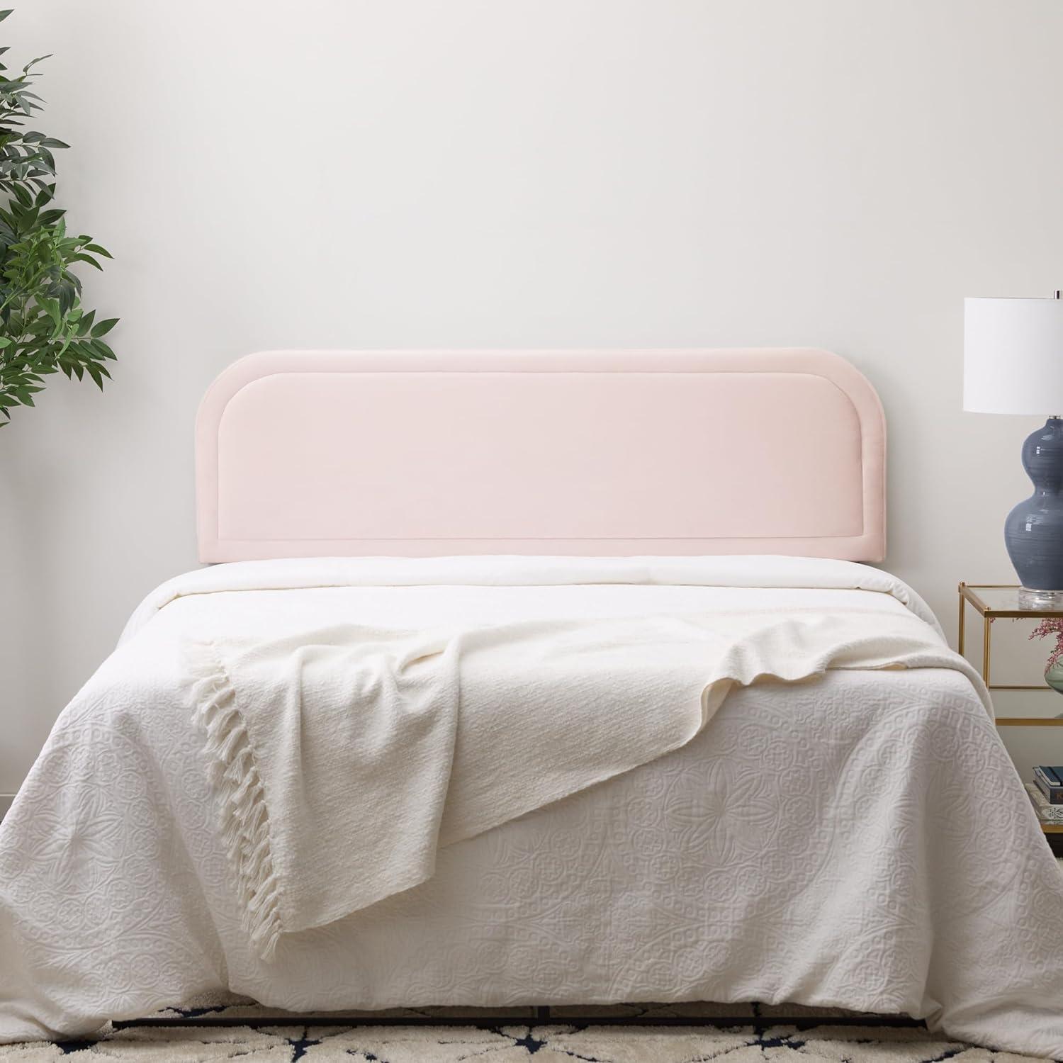 Pink Velvet Upholstered Tufted Queen Headboard