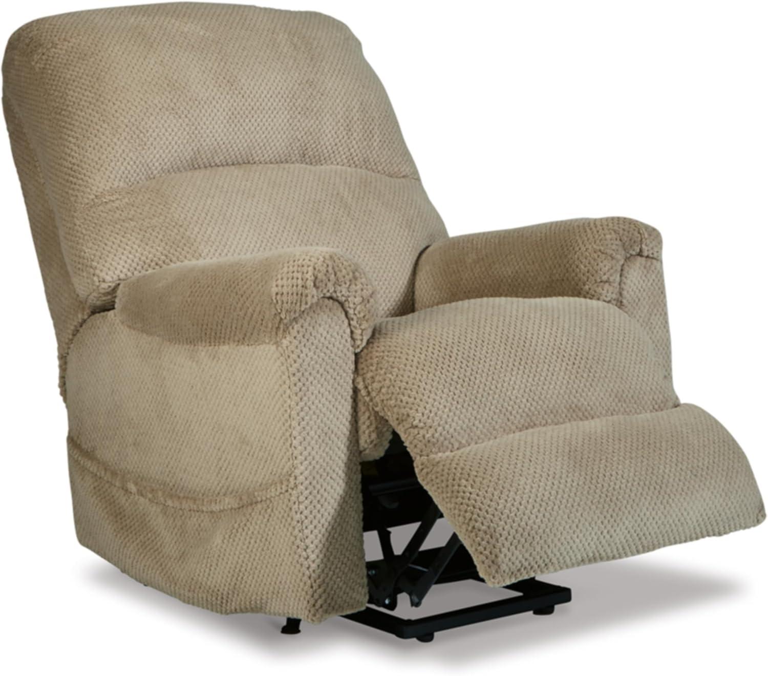 Beige Faux Leather Power Lift Recliner with USB Ports