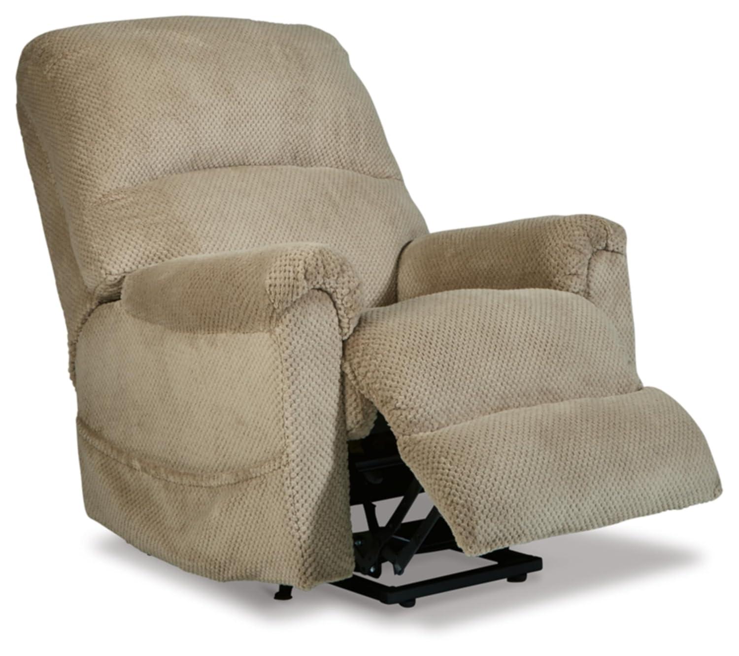 Beige Faux Leather Power Lift Recliner with USB Ports