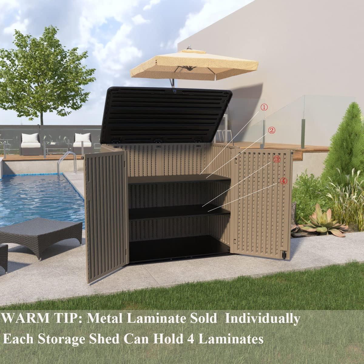 Large Brown Resin Outdoor Storage Shed with Shelving