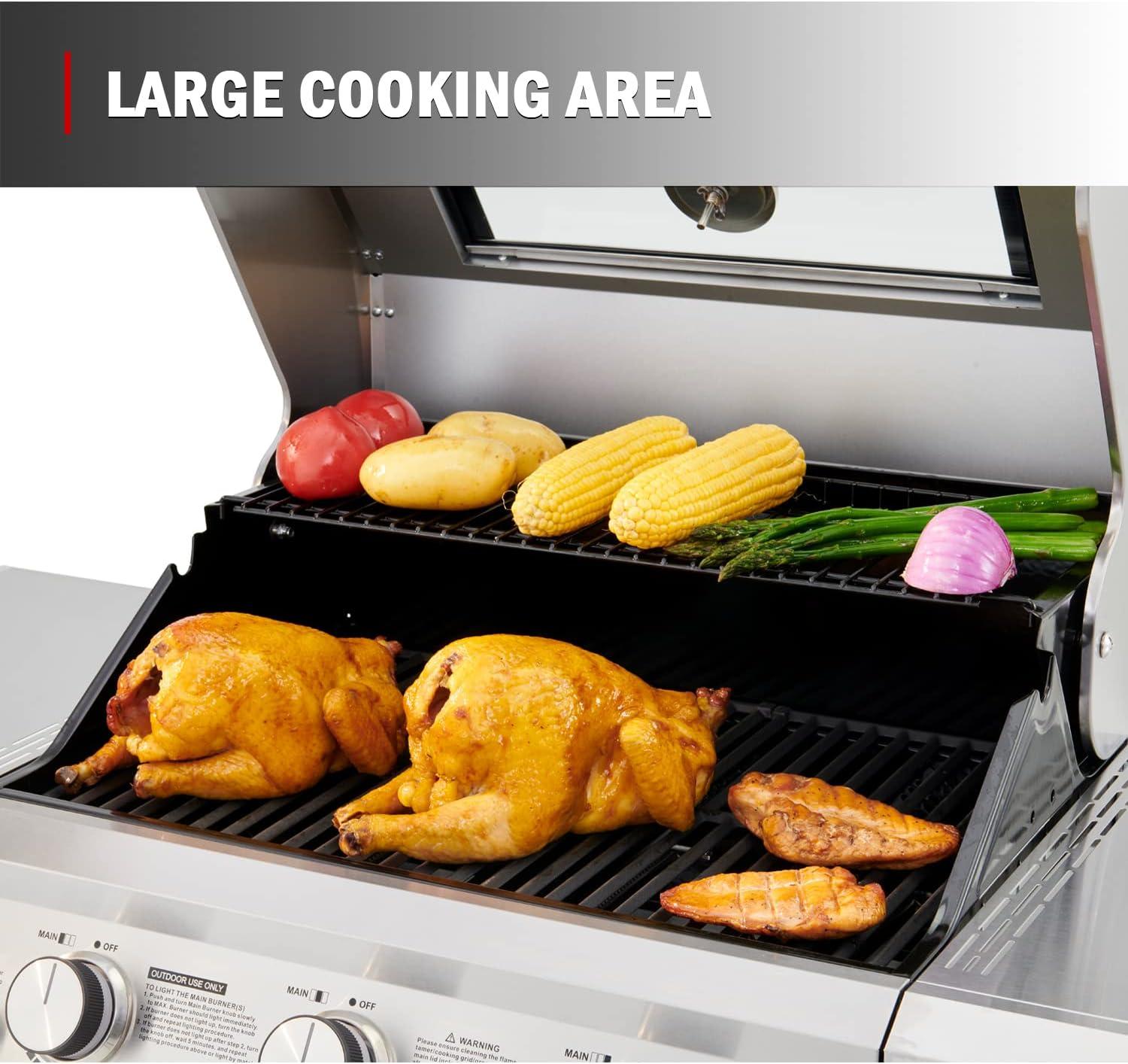 Monument Grills Mesa 400M 4-Burner Liquid Propane 52000 BTU Gas Grill with Side Burner and Cabinet