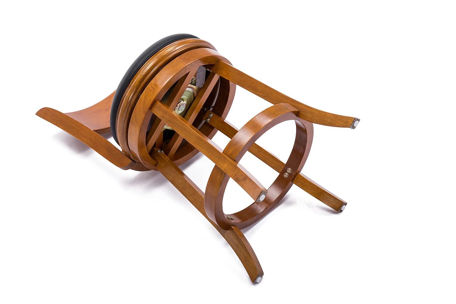 24" Palmetto Swivel Hardwood Counter Height Barstool Fruitwood - Boraam: Upholstered, Curved Back