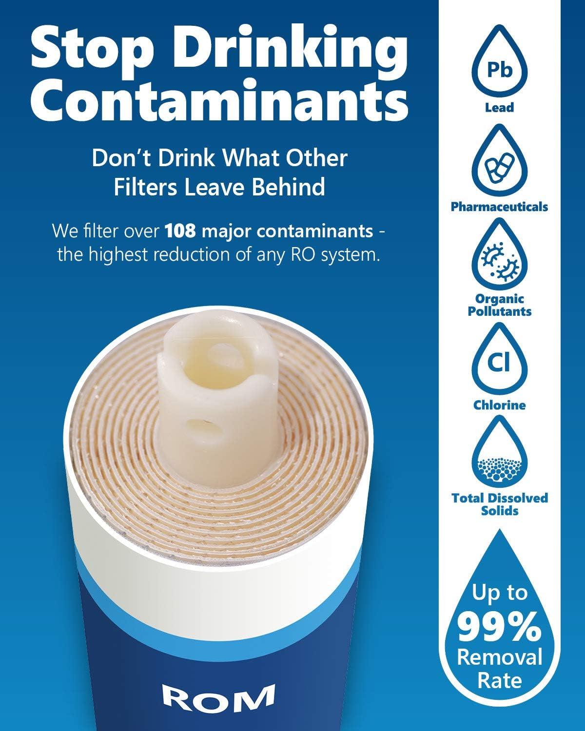1 Year Elite RO Alkaline Reverse Osmosis System Replacement Filter Set ? 5 Easy Change Quick Twist filters with Alkaline Filter for added Essential Minerals ? 100 GPD RO Membrane