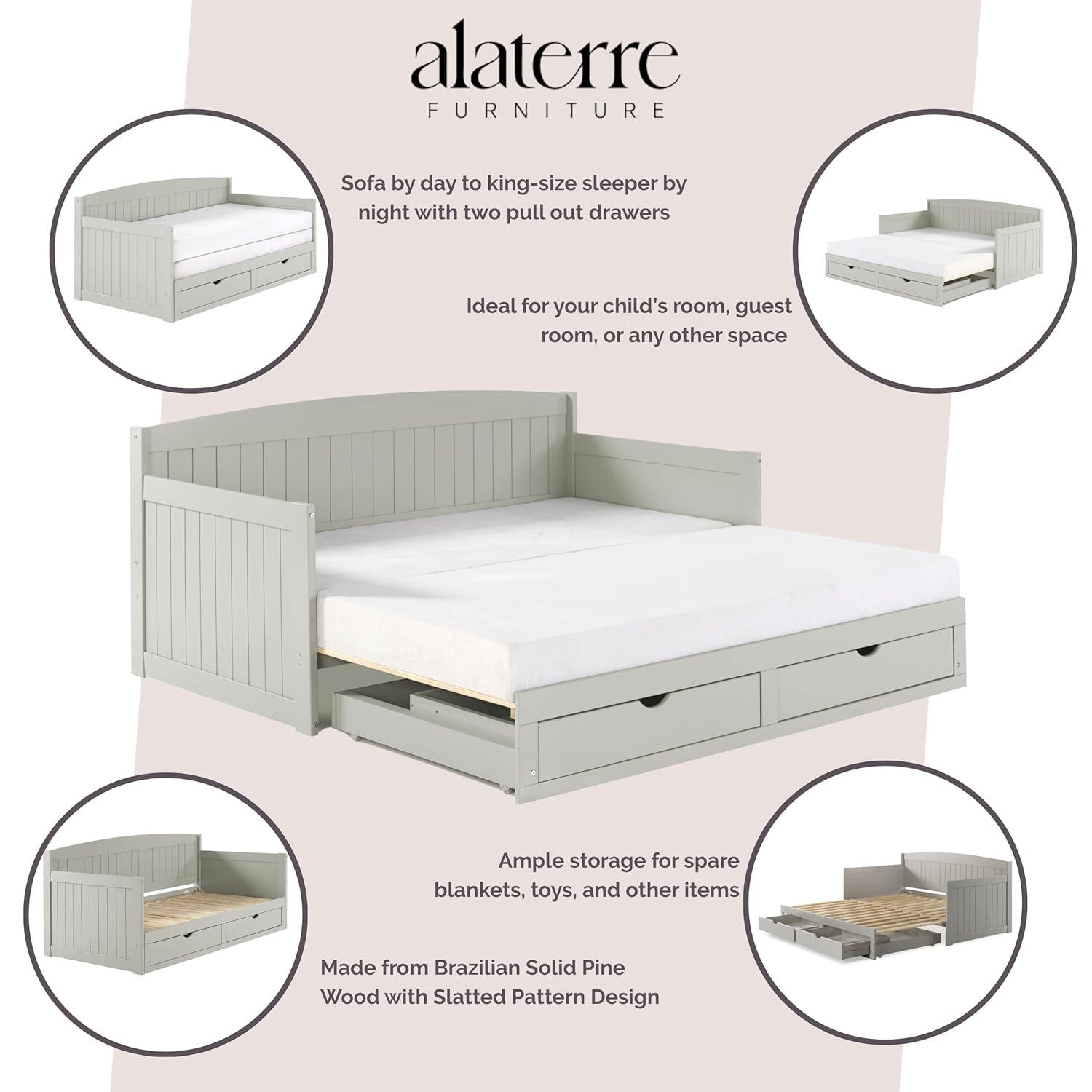 Alaterre Furniture King Harmony Kids' Daybed with Conversion Dove Gray