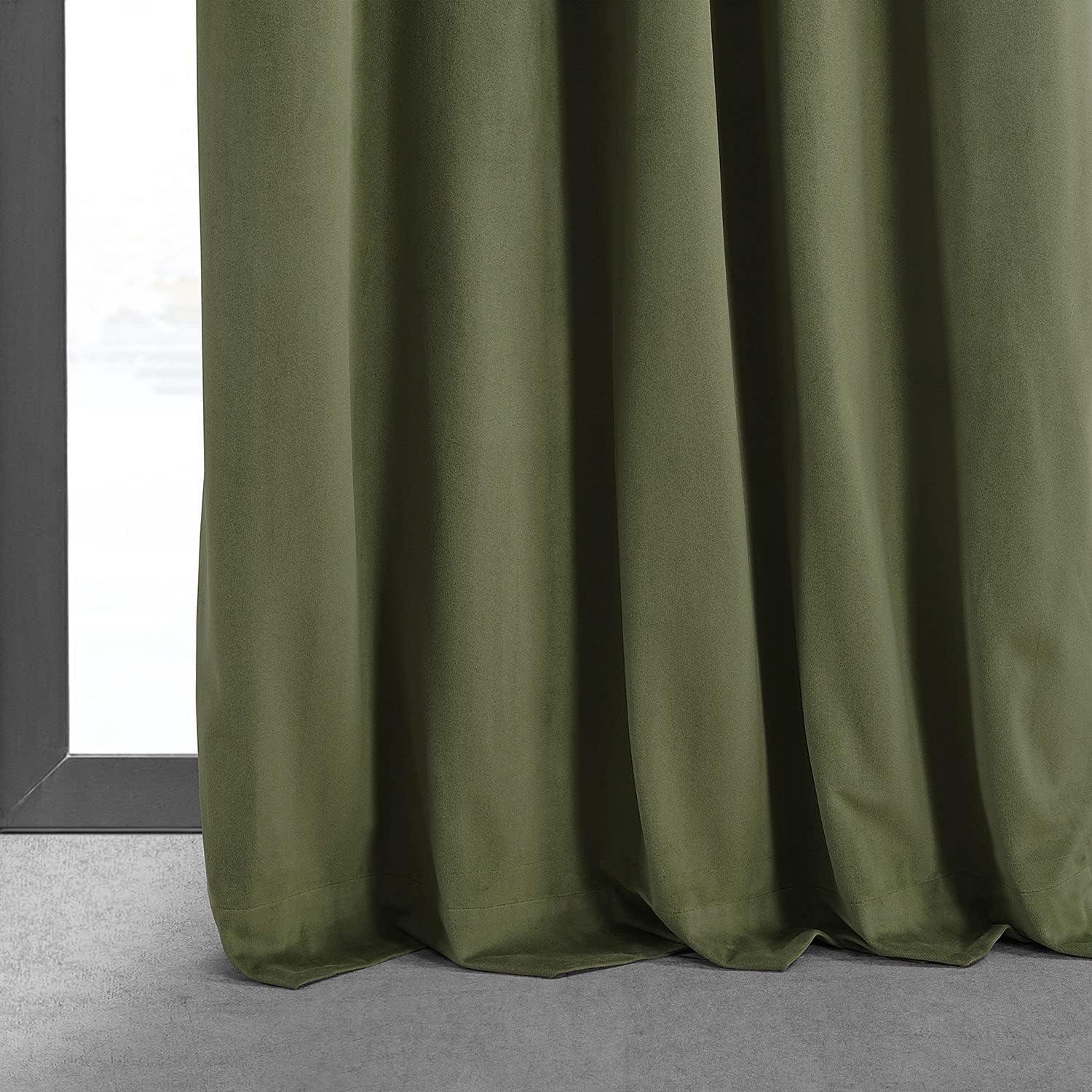 Signature Hunter Green Blackout Velvet Curtain (1 Panel), Hunter Green, 50W X 120L