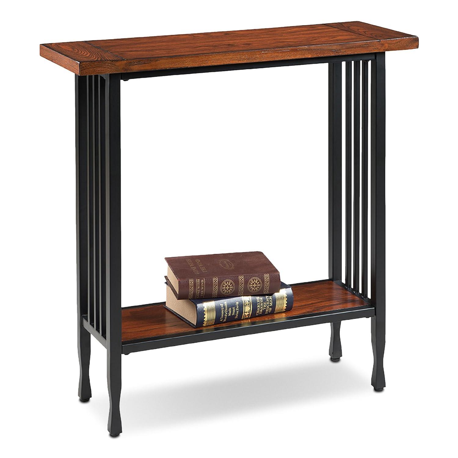 Leick Home Ironcraft Hall Stand - Mission Oak: Entryway Table with Shelf, CARB Certified, Wood Frame