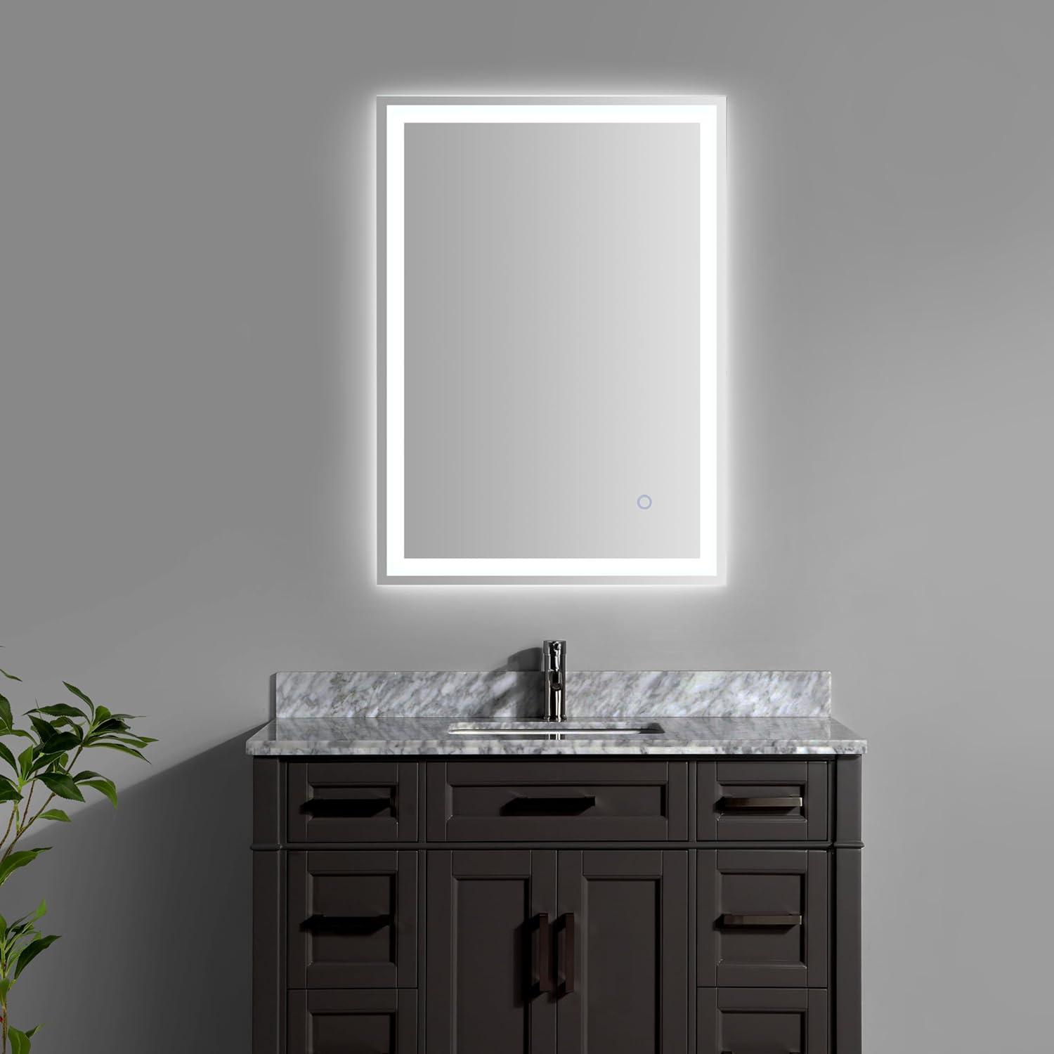 Pax Small Rectangular Frameless Antifog Front/Back-Lit Wall Bathroom Vanity Mirror with Smart Touch - JONATHAN Y