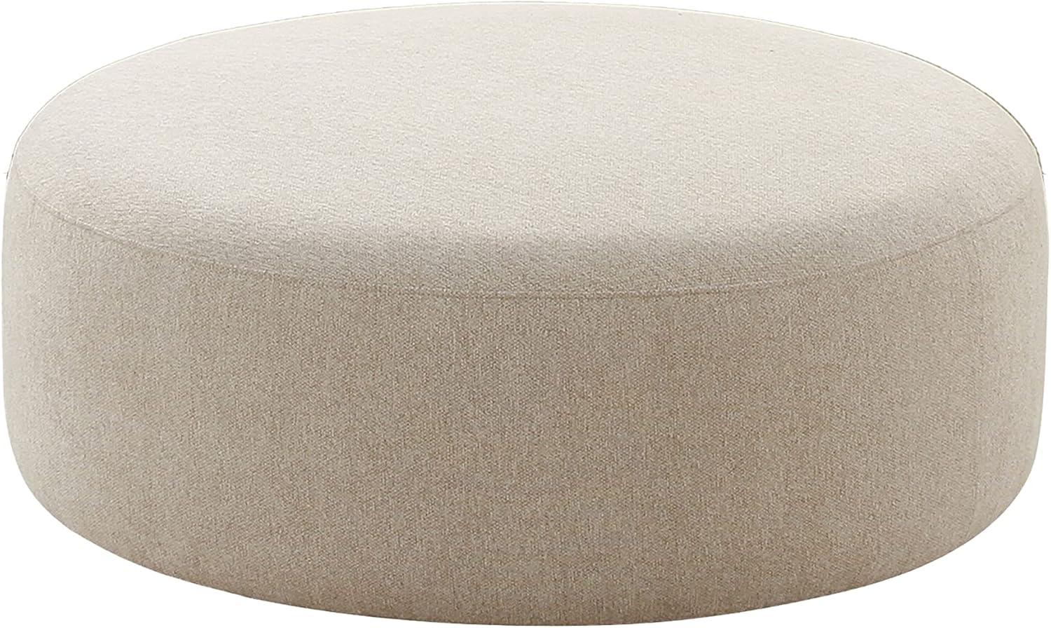 Broohah Beige Micro-Herringbone Ottoman