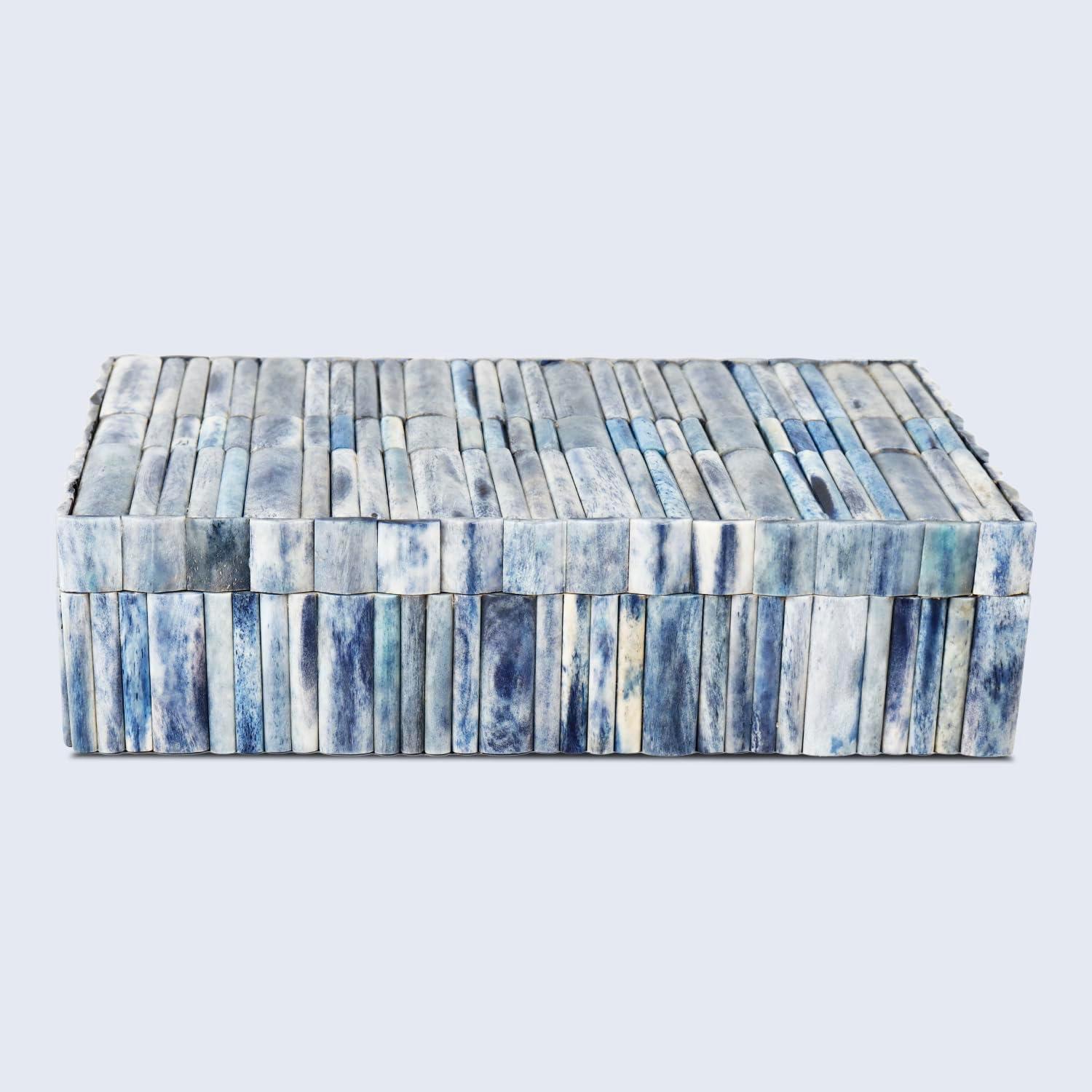 Handicrafts Home Decorative Box - Handmade Jewelry Organizer Box with Lid - Keepsake Box for Home Decor, Jewelry, Accessories, Collectibles - Modern Wooden Storage Box - Ocean, 8X6X1.5 inch