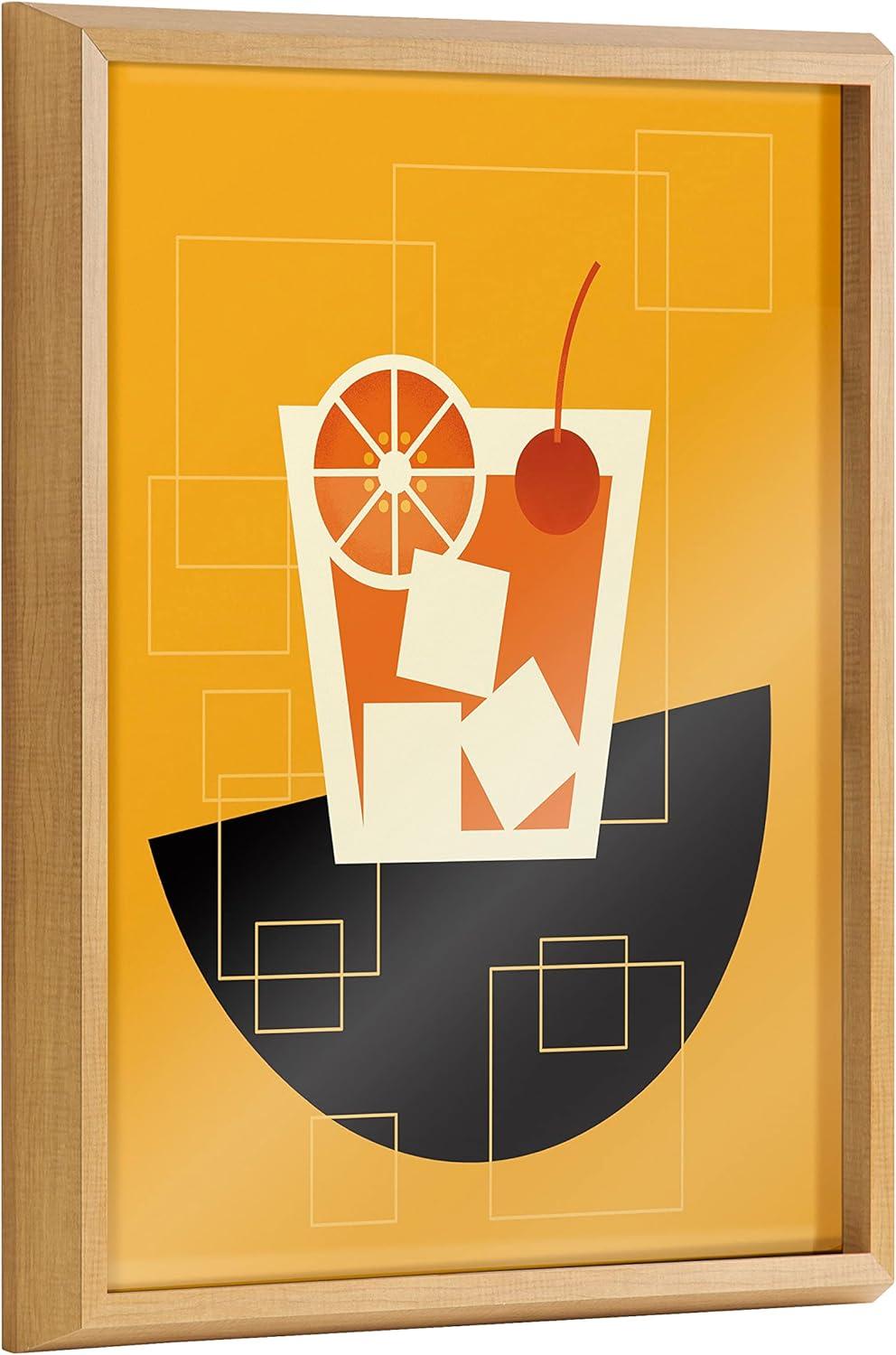 Mid-Century Modern Old Fashioned Cocktail Print on Glass