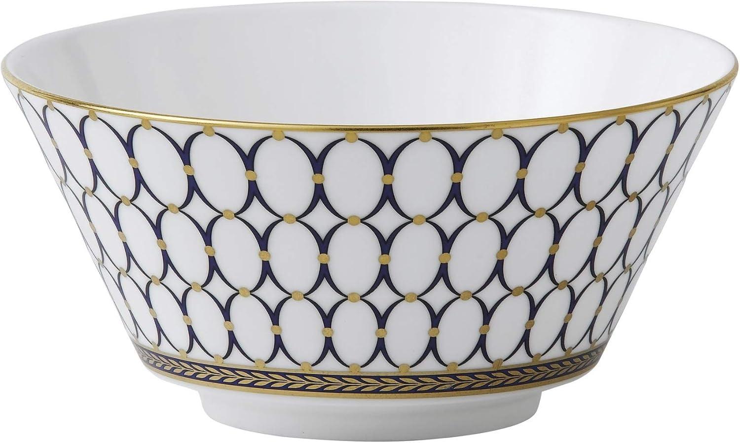 Navy and Gold Geometric Ceramic Cereal Bowl