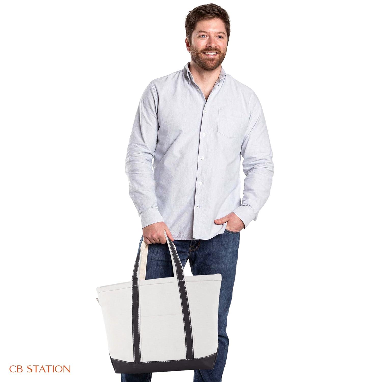 Medium Classic Canvas Tote Bag for Women, Top Zipper Closure, Outer Pocket, Daily Essentials, Groceries, Traveling