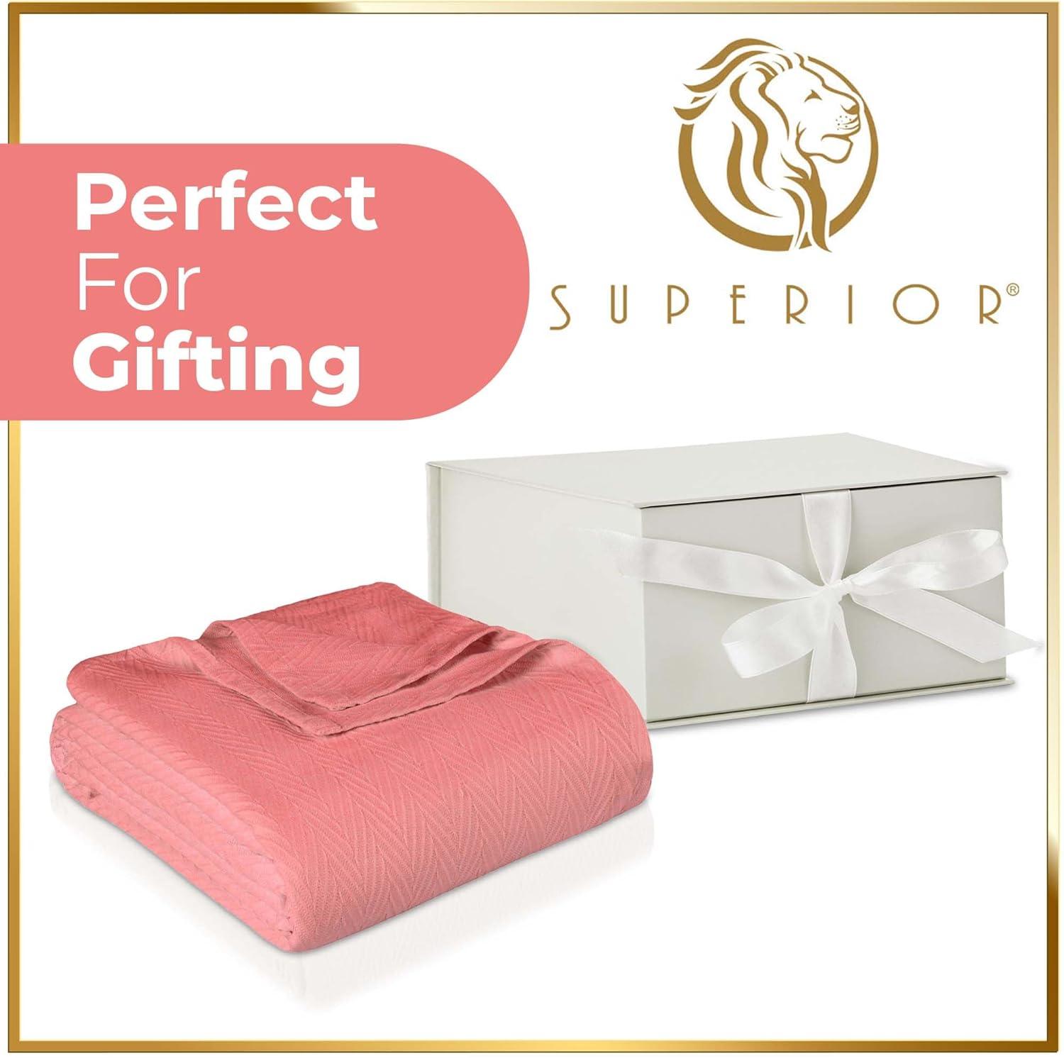 Superior Metro Chevron Zig-Zag All-Season Cotton Blanket, Throw (Non-Standard), Coral