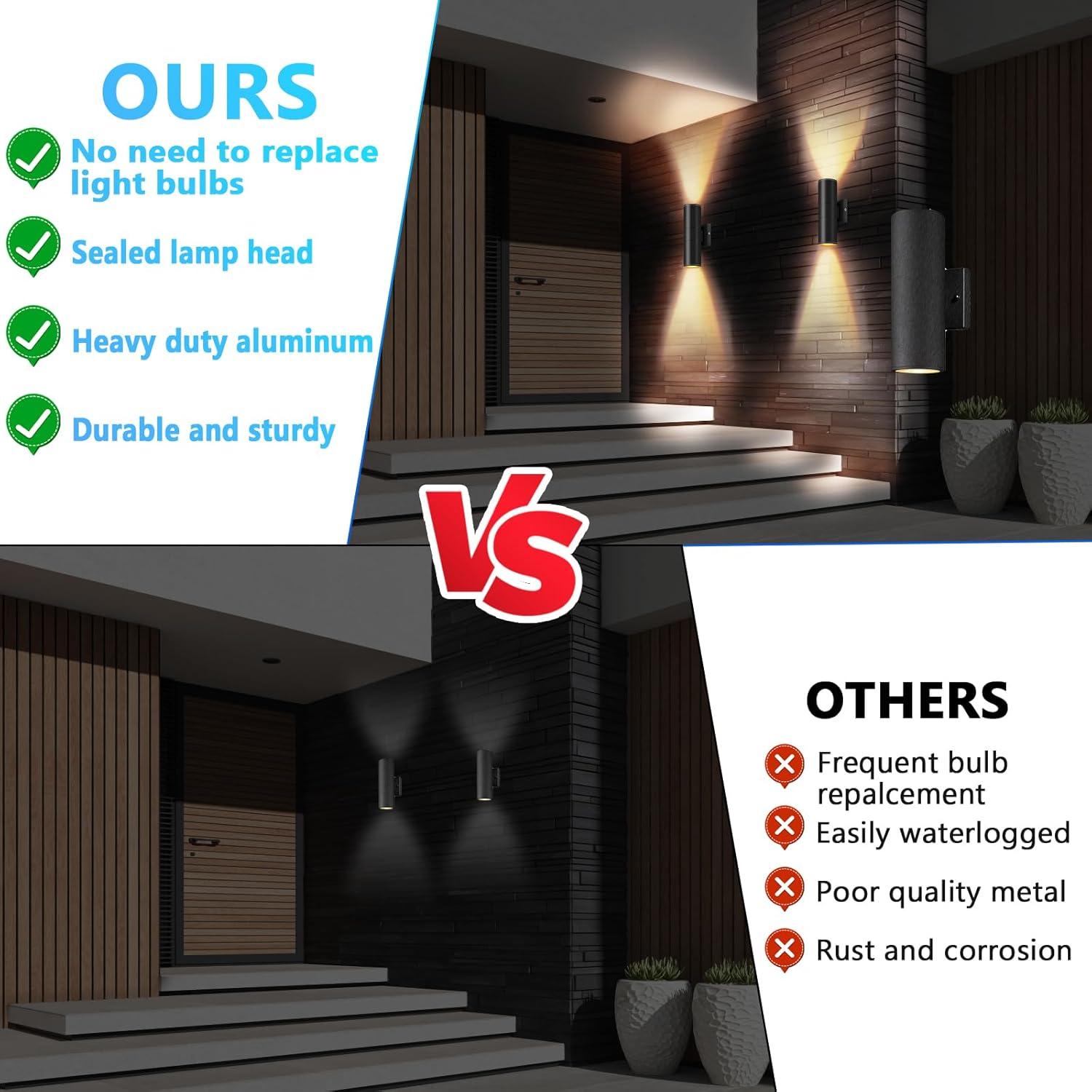 Outdoor Wall Light Fixtures: Cylinder Outdoor Wall Sconce Light - Aluminum Modern Exterior Wall Llights for Porch