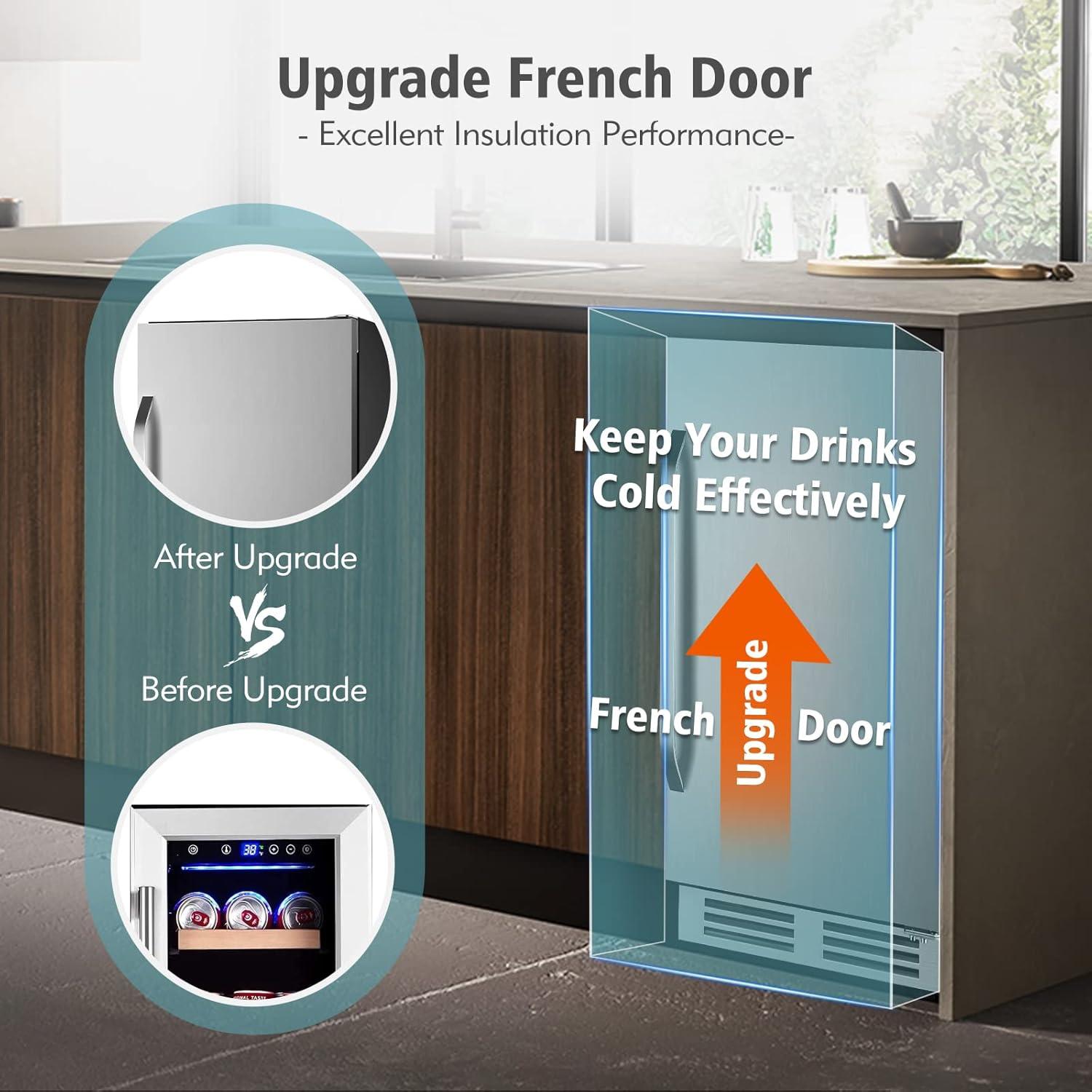 15-Inch Stainless Steel Built-In Beverage Cooler with French Door