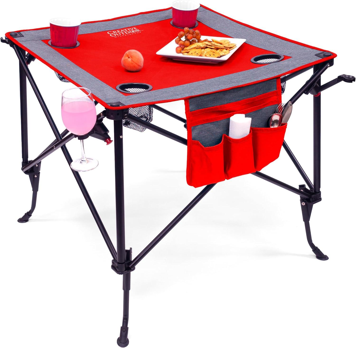 Creative Outdoor Folding Portable Wine Table for Outdoor Events, Camping, Garden Party, Red