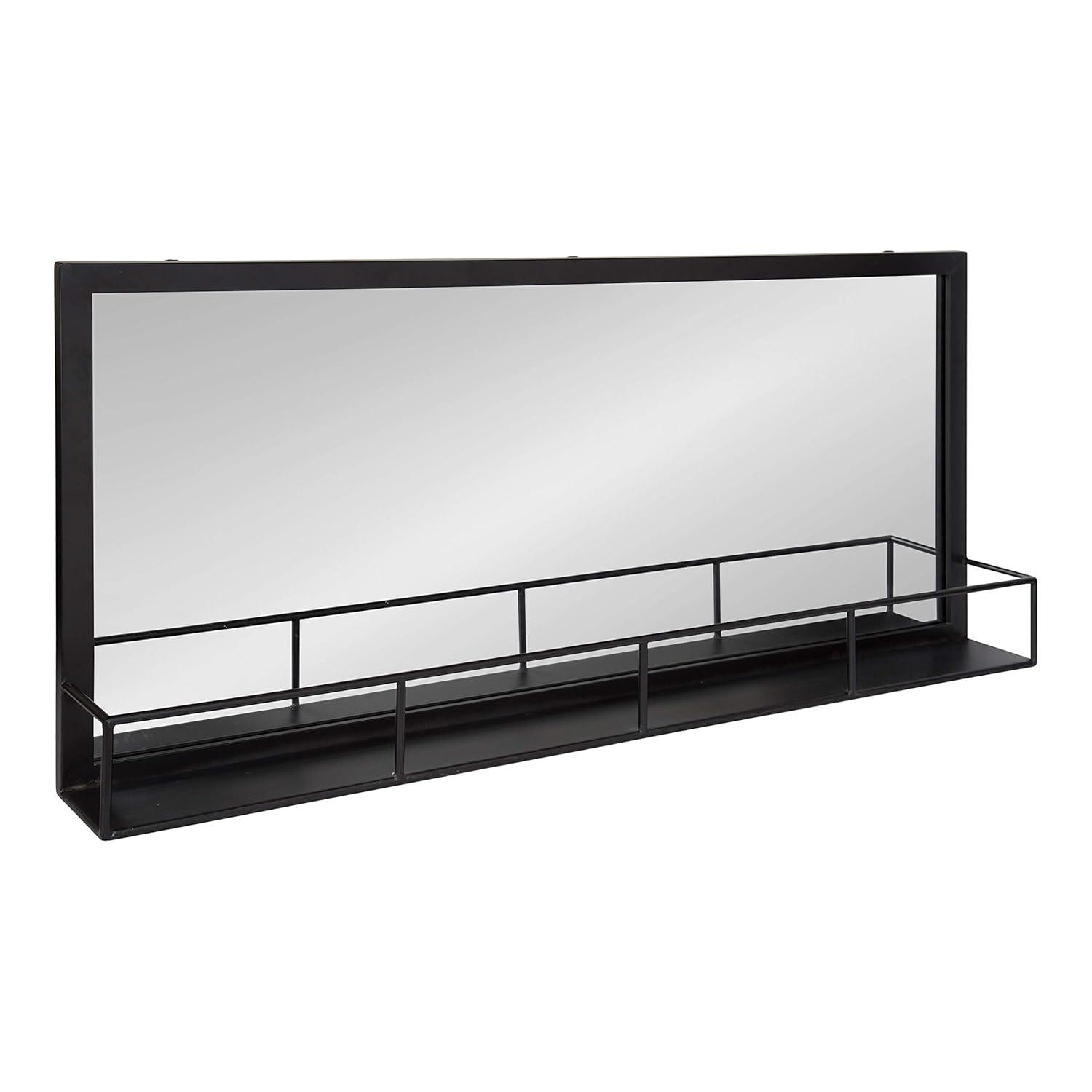 Kate and Laurel Jackson Metal Frame Mirror with Shelf, Bronze 18x40