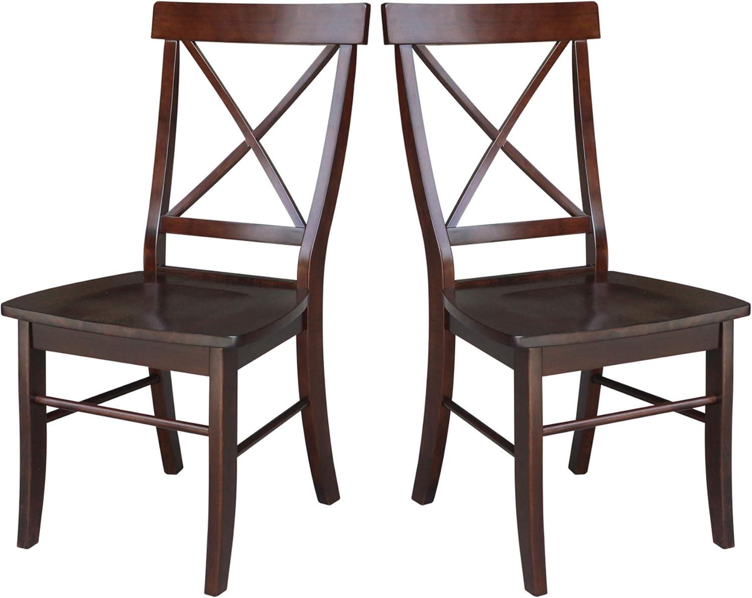 Set of 2 X Back Chairs with Solid Wood - International Concepts