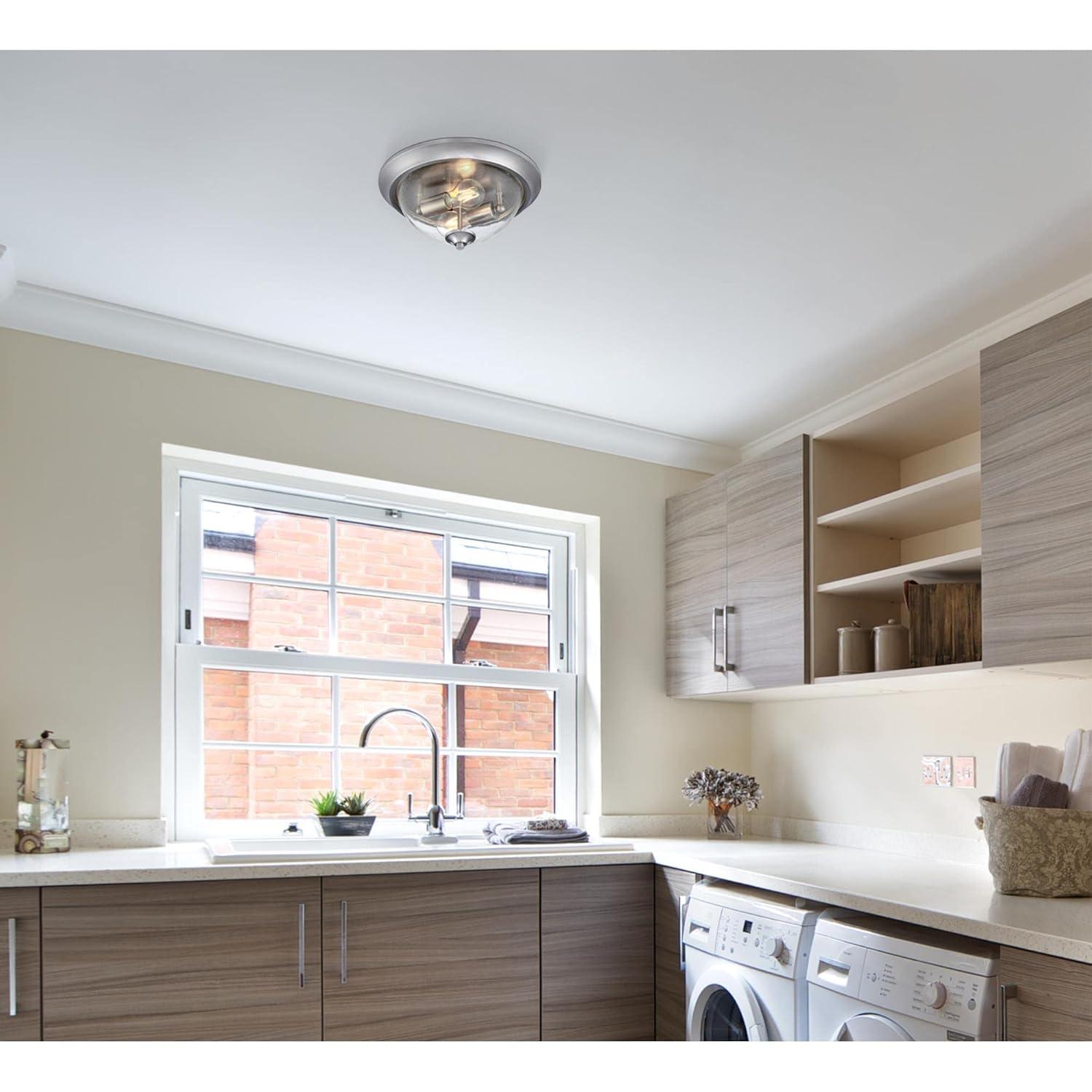 Westinghouse Lighting 6115900 13 in. Basset Two Light Indoor Flush Mount Fixture, Brushed Nickel