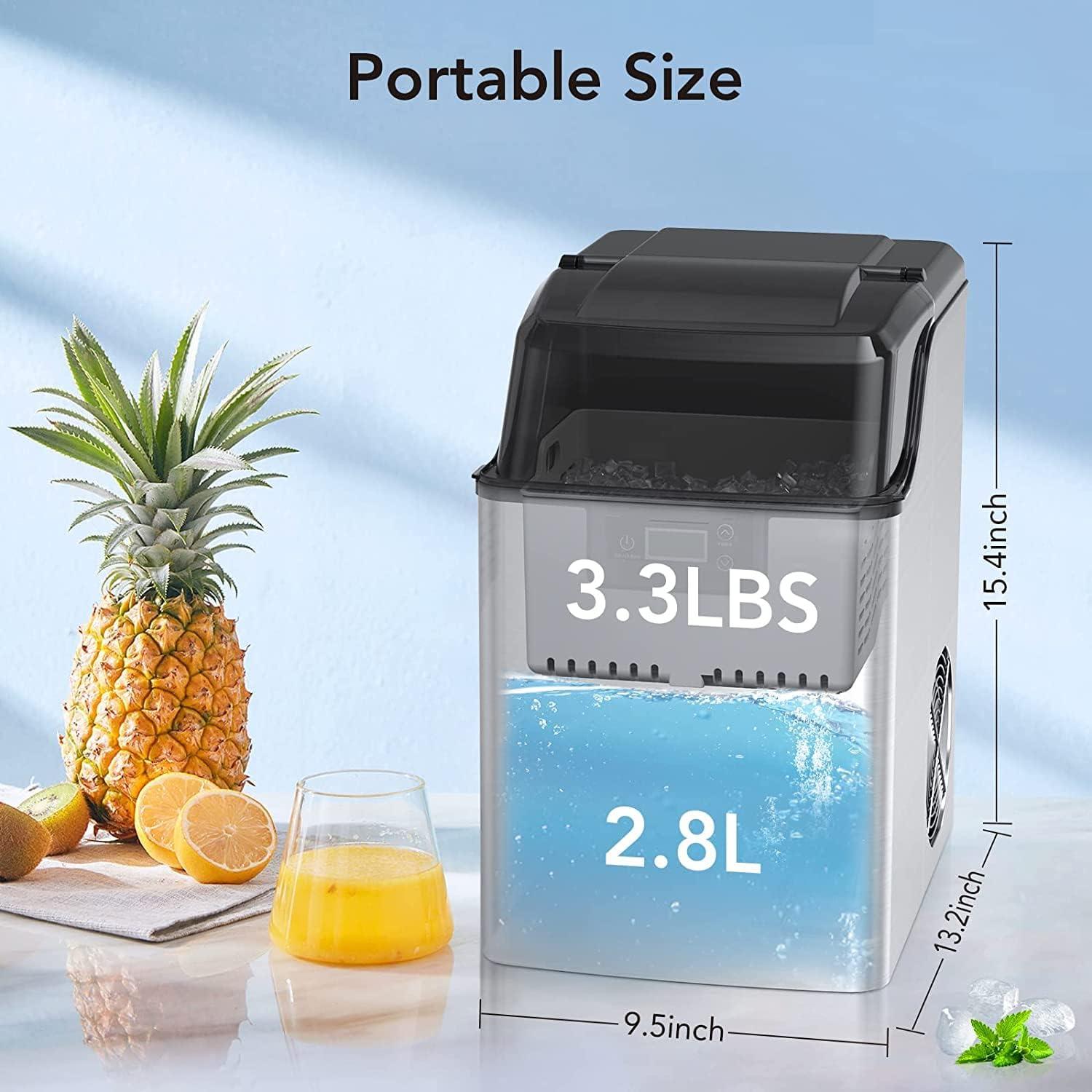 Emorefun Portable Nugget Ice Maker, 44Lbs/24H Compact Ice Machine for Home Office Countertop