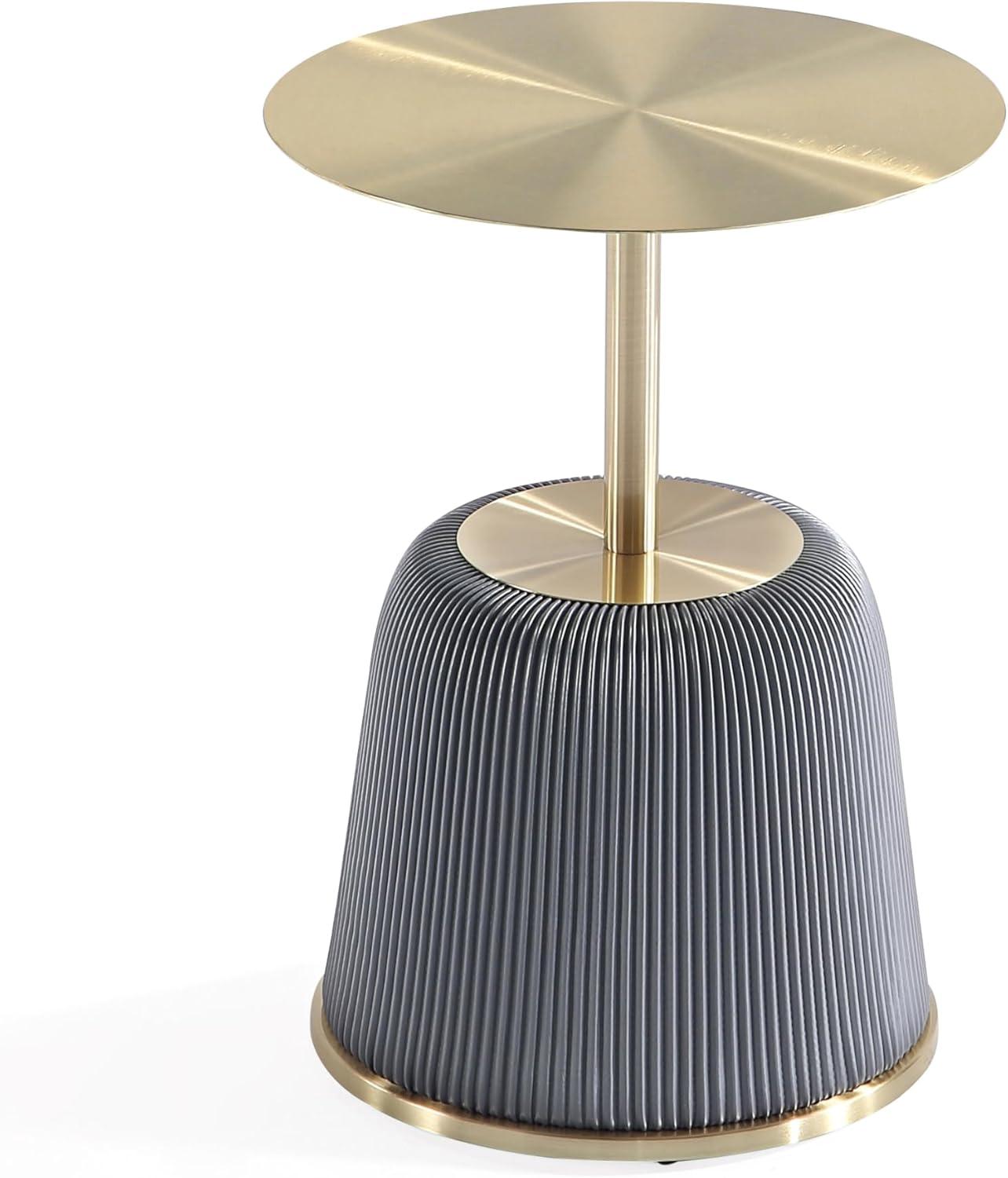 Manhattan Comfort 3pc Anderson Leatherette Upholstered Coffee Table and End Table Set Cream/Gray