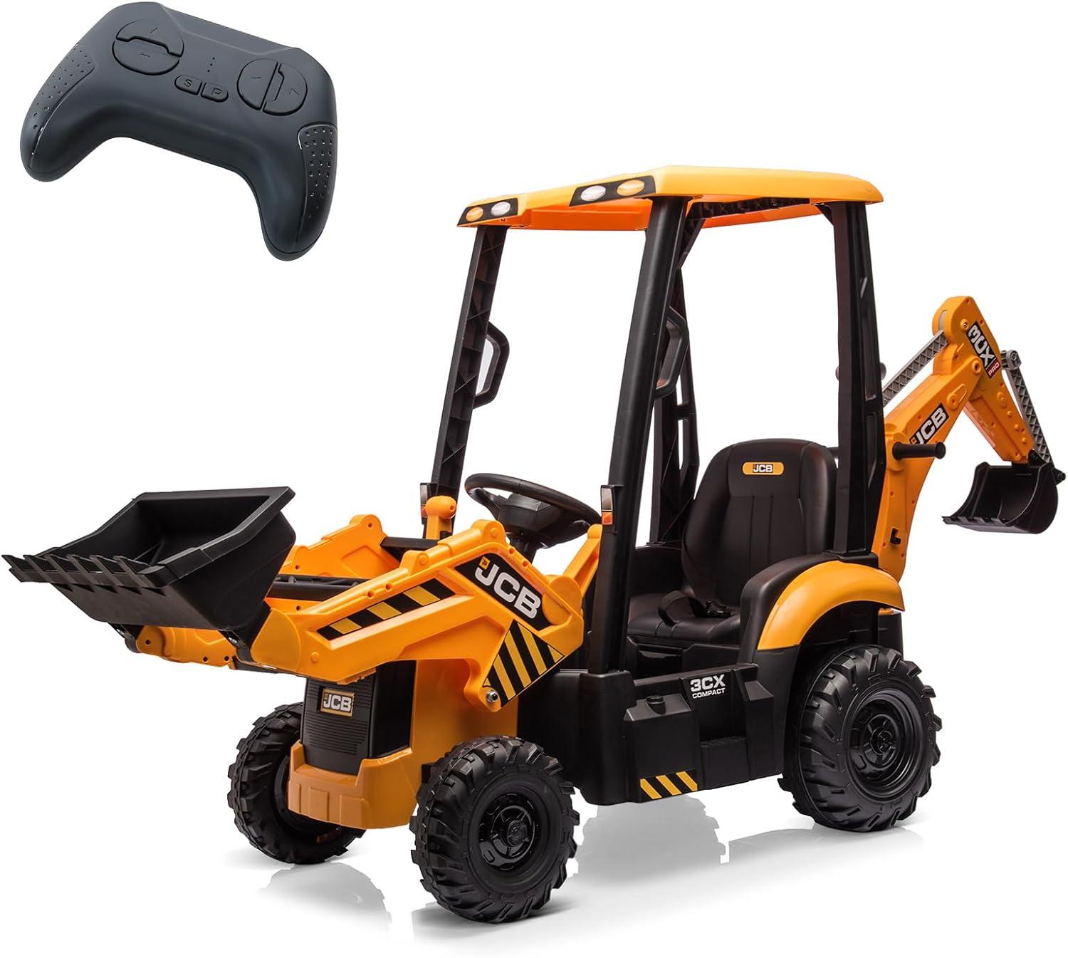 Hetoy 4 In 1 Ride On Excavator, 12V Battery Powered Electric Vehicle For Kids With Remote Control