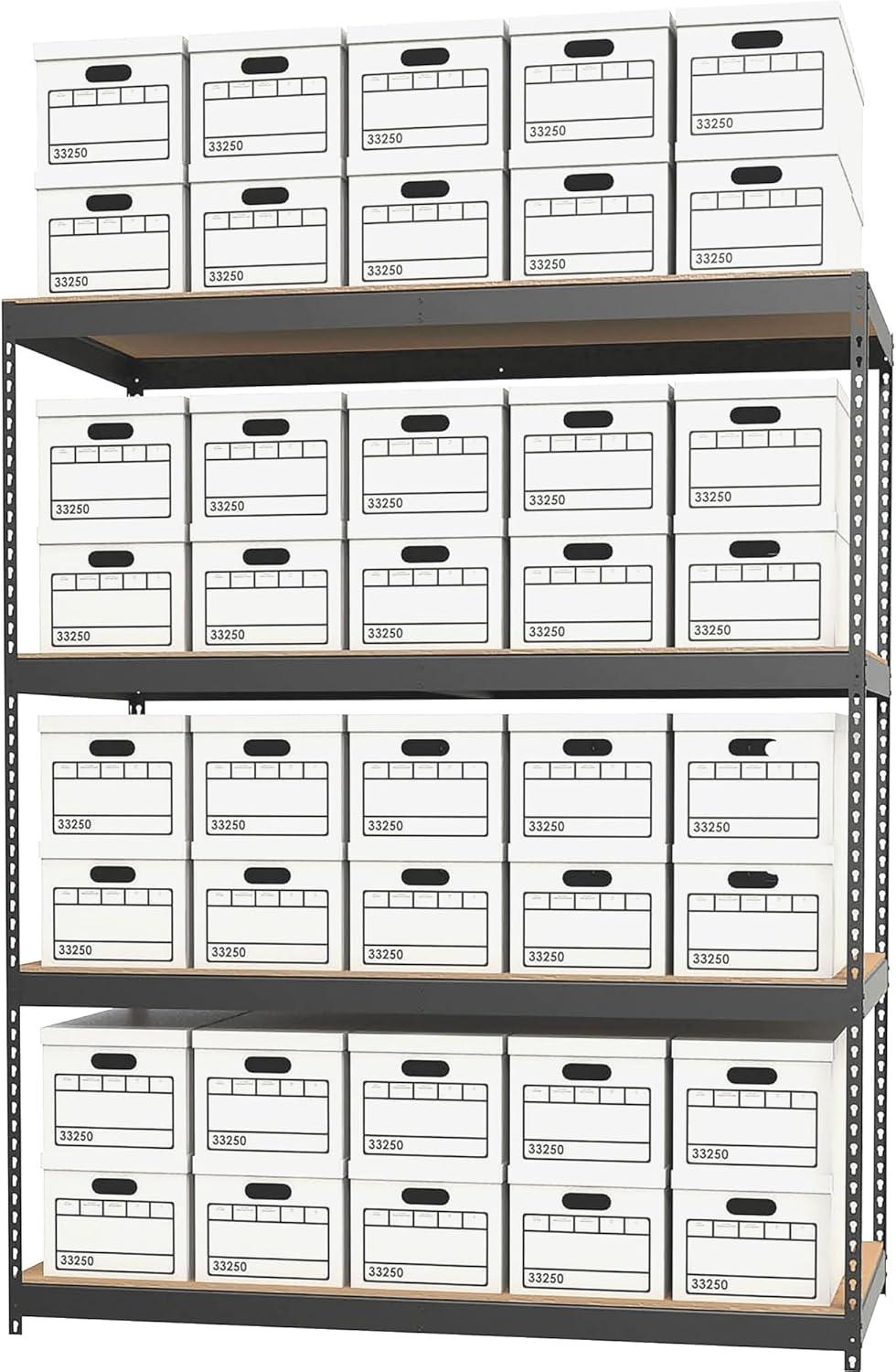 Lorell Archival Shelving 80 x Box - 4 Compartment(s) - 84" Height x 69" Width x 33" Depth - Recycled - Black - Steel, Particleboard - 1Each