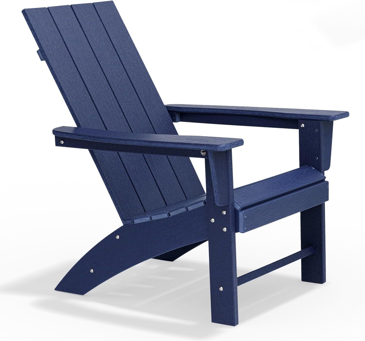 Garpans Adirondack Chair All Weather Outdoor Adirondack Chair HDPE Outdoor Chair for Patio Front Porch Pool Garden Deck Fire Pit Outside, Navy Blue