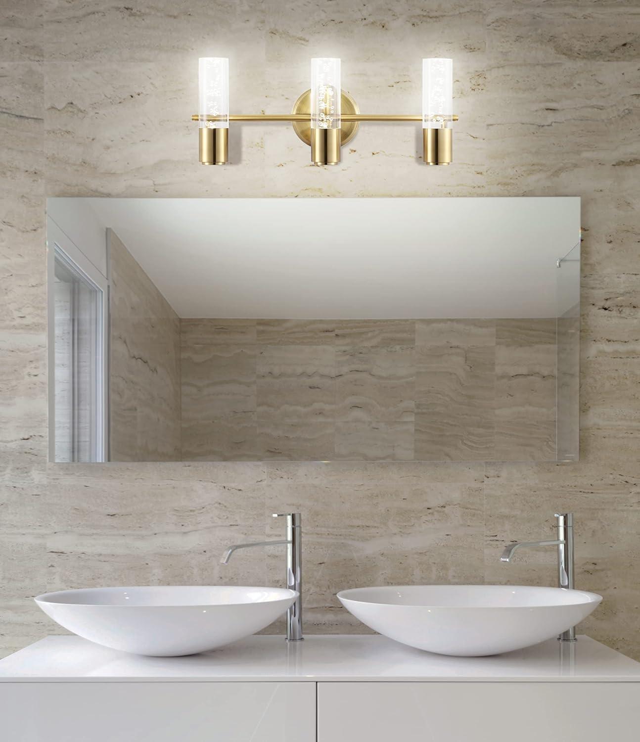 JONATHAN Y Bolha 18" 3-Light Minimalist Modern Bubble Acrylic/Iron Integrated LED Vanity Light, Black