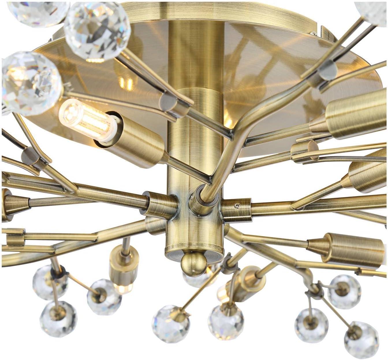 Possini Euro Design Ceiling Light Semi Flush Mount Fixture LED Brass 27 1/2" Wide 10-Light Crystal Berry for Living Room