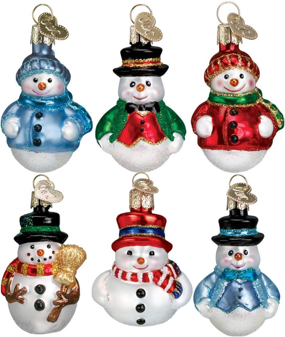 Old World Christmas 2.5 Inch Mini Snowman Set Ornaments Frosty  St/6 Tree Ornament Sets