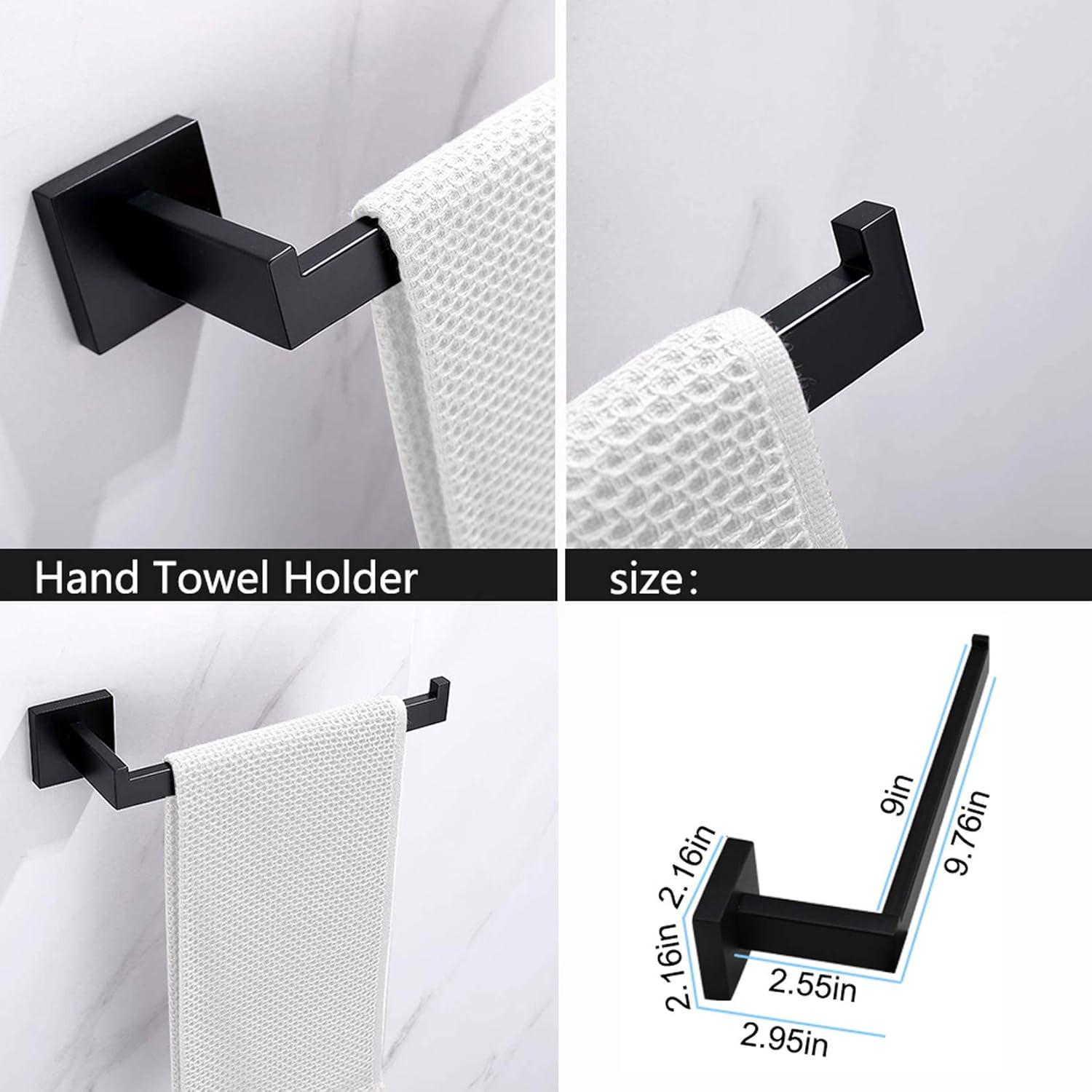 Matte Black Stainless Steel 5-Piece Bathroom Hardware Set