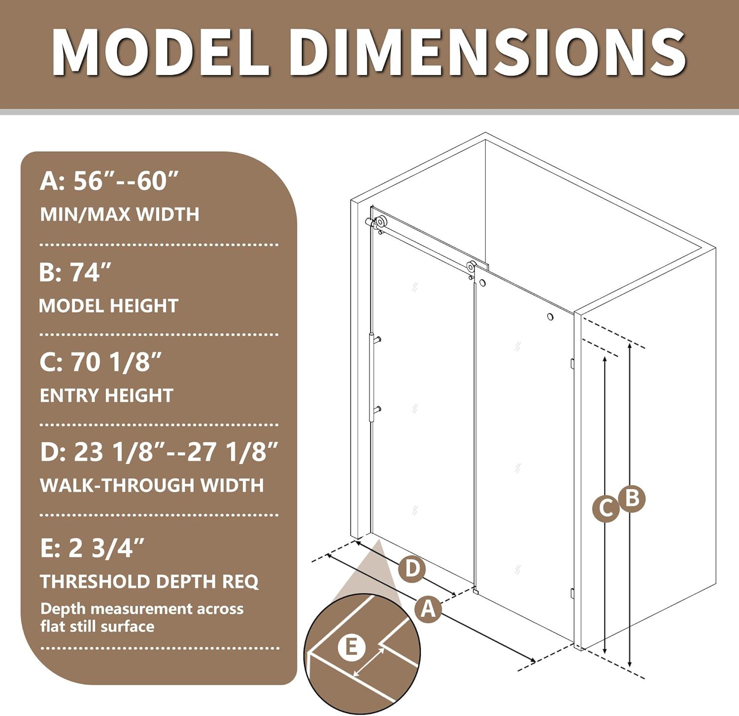 Matte Black Frameless Sliding Shower Door with Clear Glass