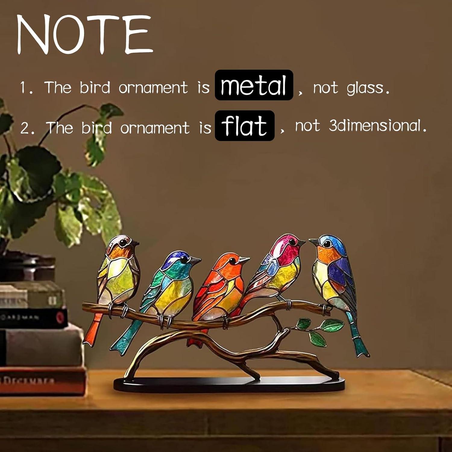 NSESSHome Clearance Stained Birds On Branch Desktop Ornaments Double Sided Metal flatness Table Art Home Room Decoration Suitable for Office Wine Cooler Decor(5 birds on a branch)