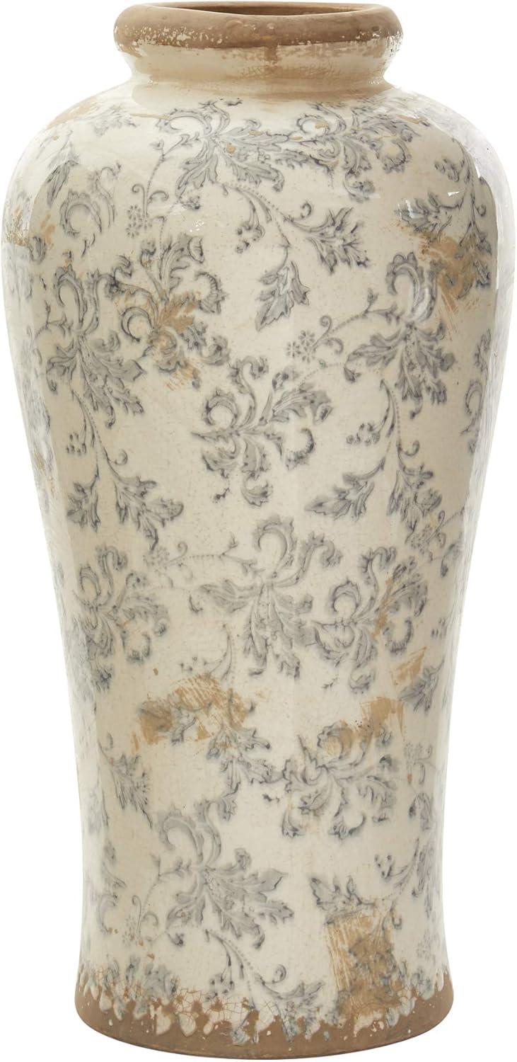 Tuscan Polished Ceramic Floral Bouquet Table Vase