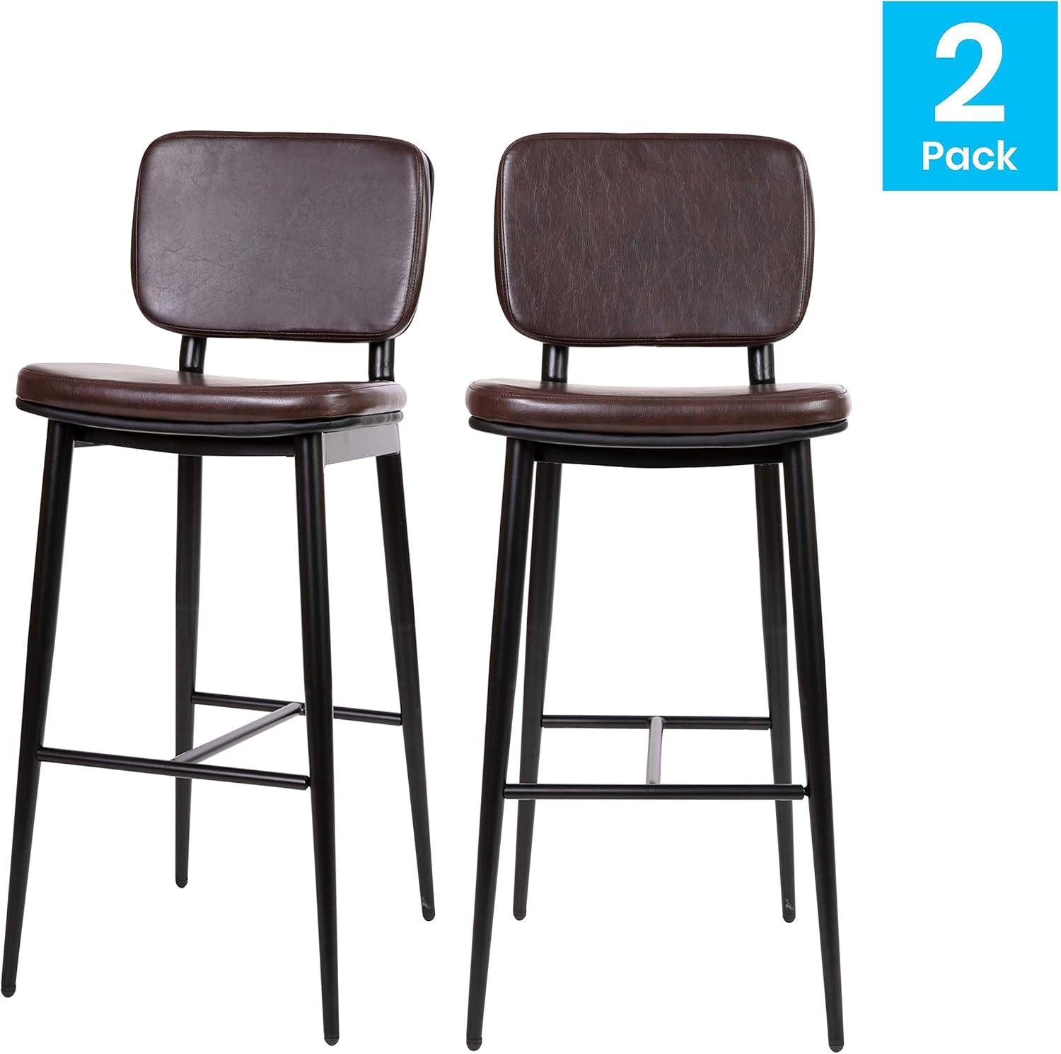 Crellus Upholstered Counter Stool with Metal Frame (Set of 2)