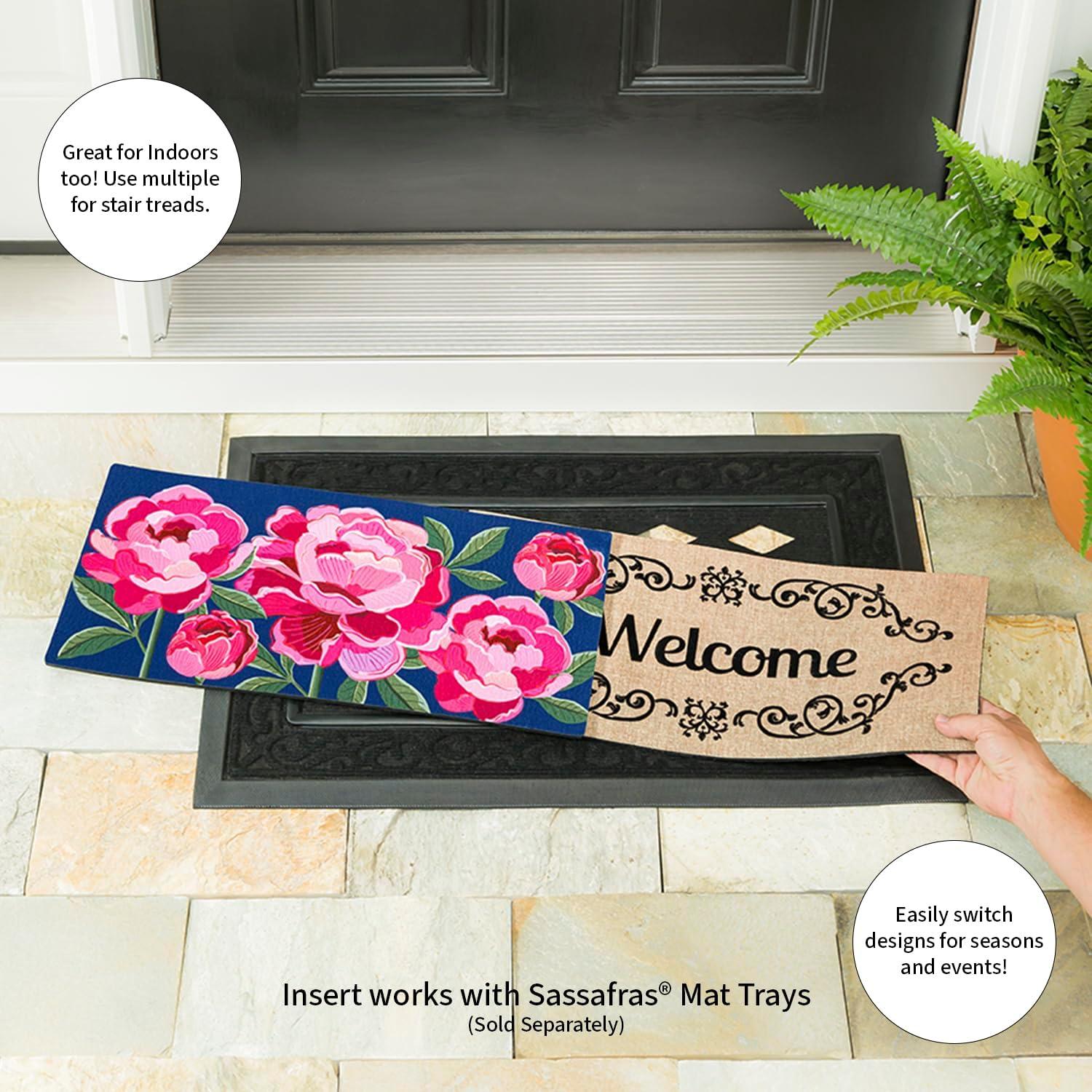 Evergreen Peony Garden Welcome Sassafras Indoor Outdoor Switch Doormat 1'10"x10" Multicolored