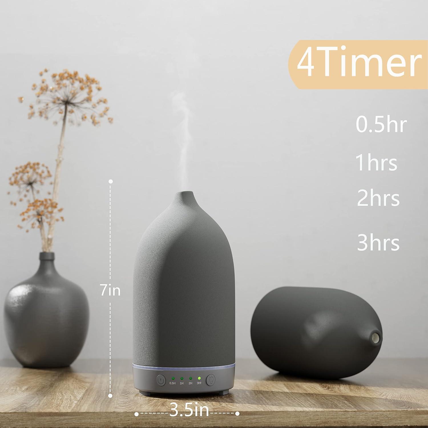 Gray Ceramic Electric Aromatherapy Diffuser with Timer