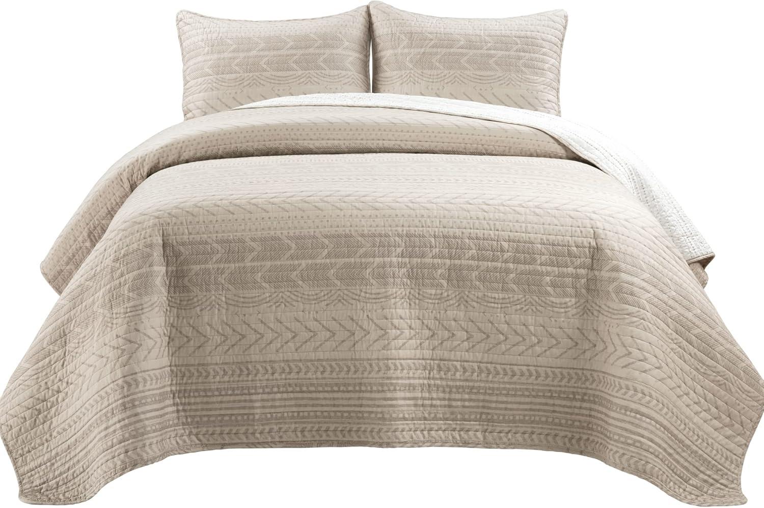 Lush Décor 3pc Hygge Geo Reversible Cotton Quilt & Sham Set