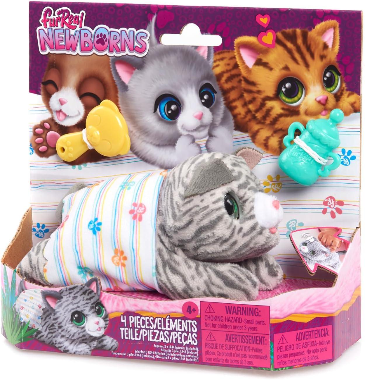 furReal Newborns Kitty Interactive Pet, Small Plush Stuffed Animal Cat with Sounds and Movement, Faux Fur, Kids Toys for Ages 4 up