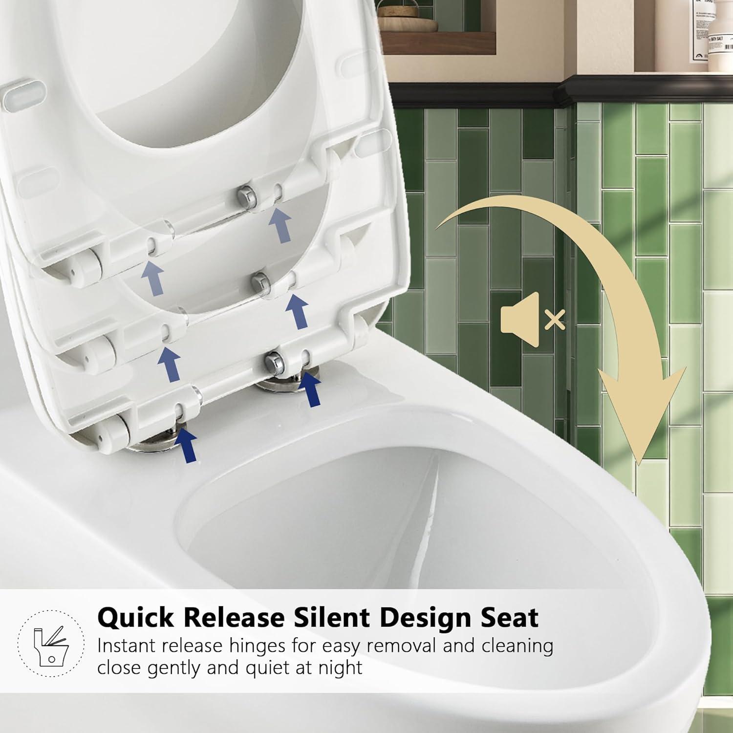 Ally Standard Bathroom Toielt, Modern Toilet with Comfort Chair Height Floor Mounted(Seat Included)