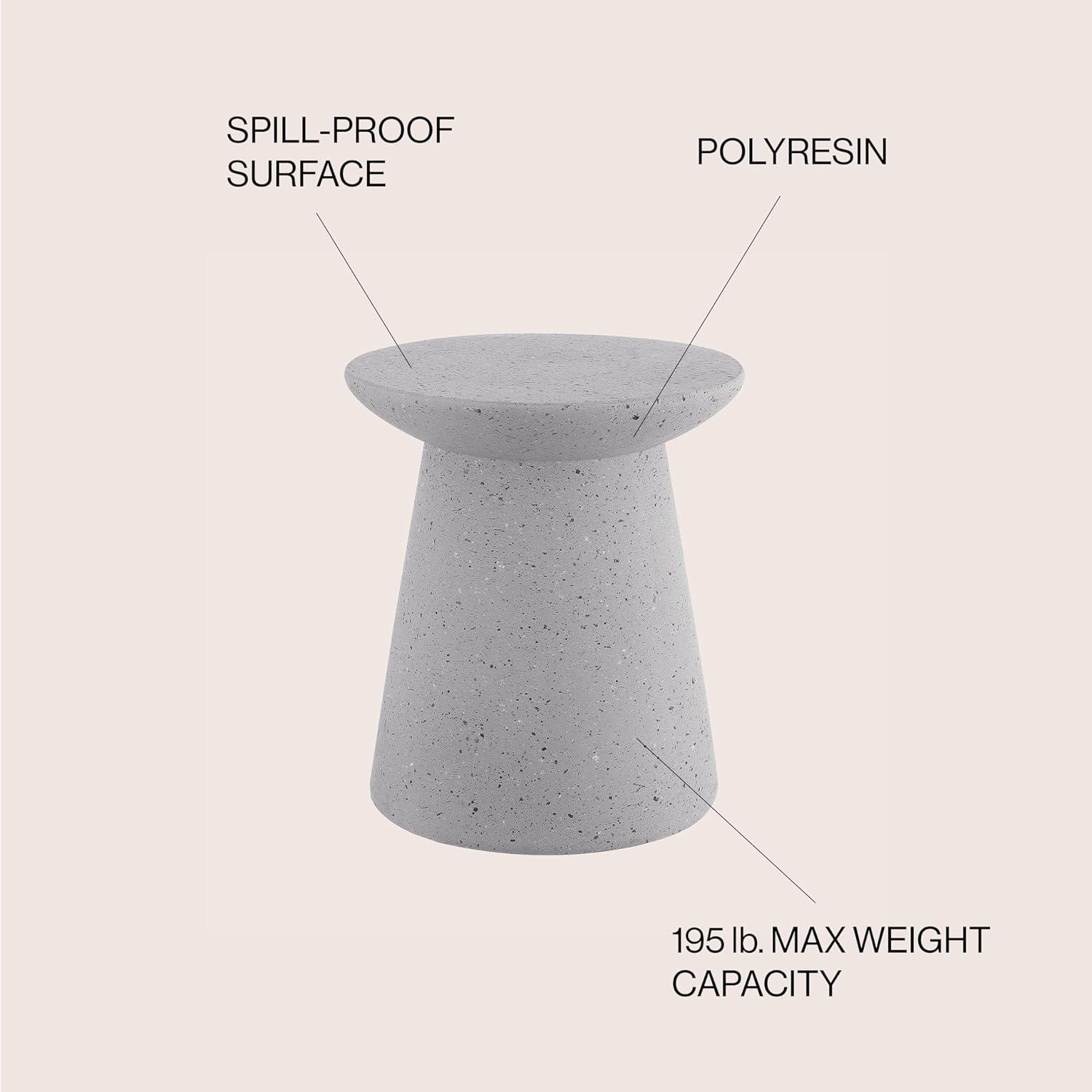 Hollie 18" Minimalist Modern Drum Accent Table Pedestal, Gray Terrazzo Finish - JONATHAN Y
