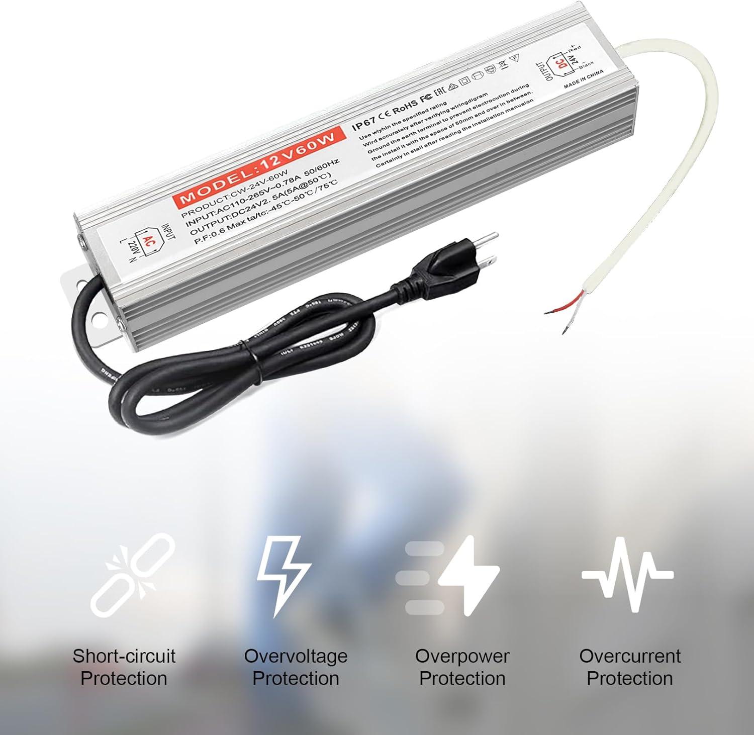 QNNP® LED Driver 150 Watts 12V DC Low Voltage Transformer Waterproof IP67 Power Supply Transformer Adapter AC 100V-120V to 12V DC, LED Power Supply for Indoor Outdoor LED Lighting