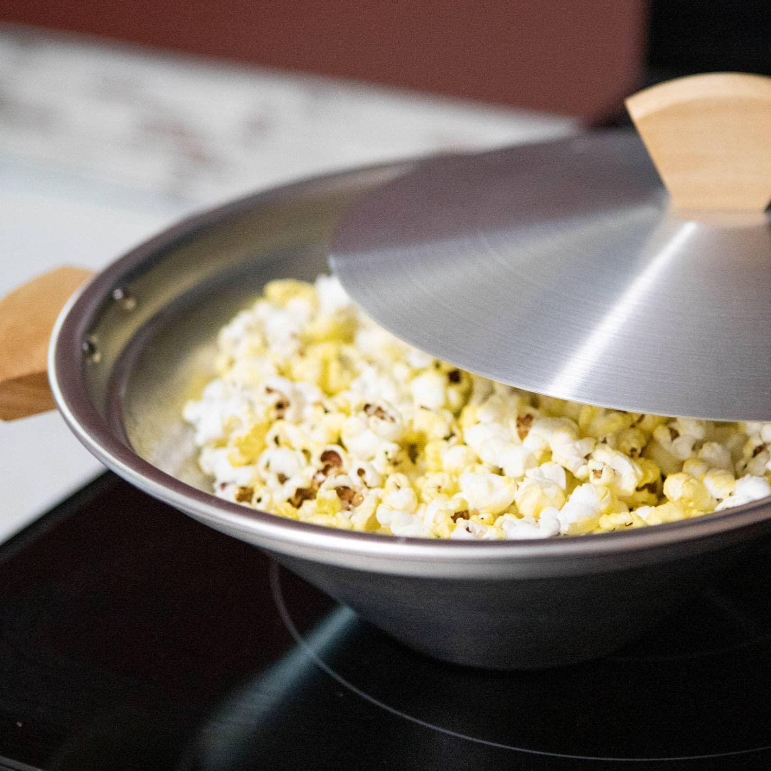 Atom Popcorn Popper - Pop Corn Easily on your Stovetop, Aluminum, Makes 2.5 Quarts