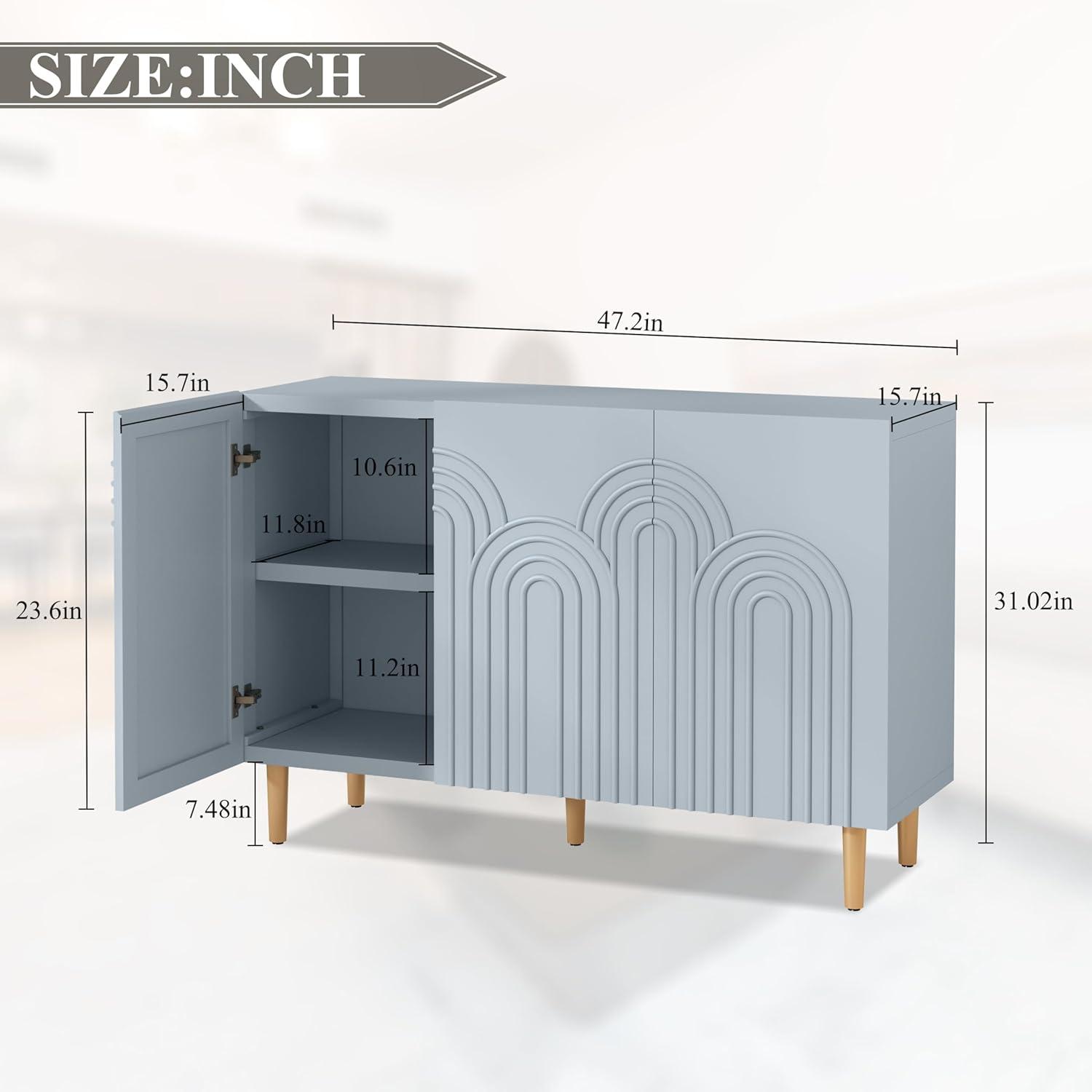 Mercer41 Sirgio 47.2'' Sideboard Buffet Cabinet with 3 Doors for Kitchen, Hallway, Living Room