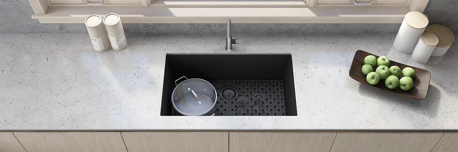 Ruvati 30 x 18 inch Granite Composite Undermount Single Bowl Kitchen Sink