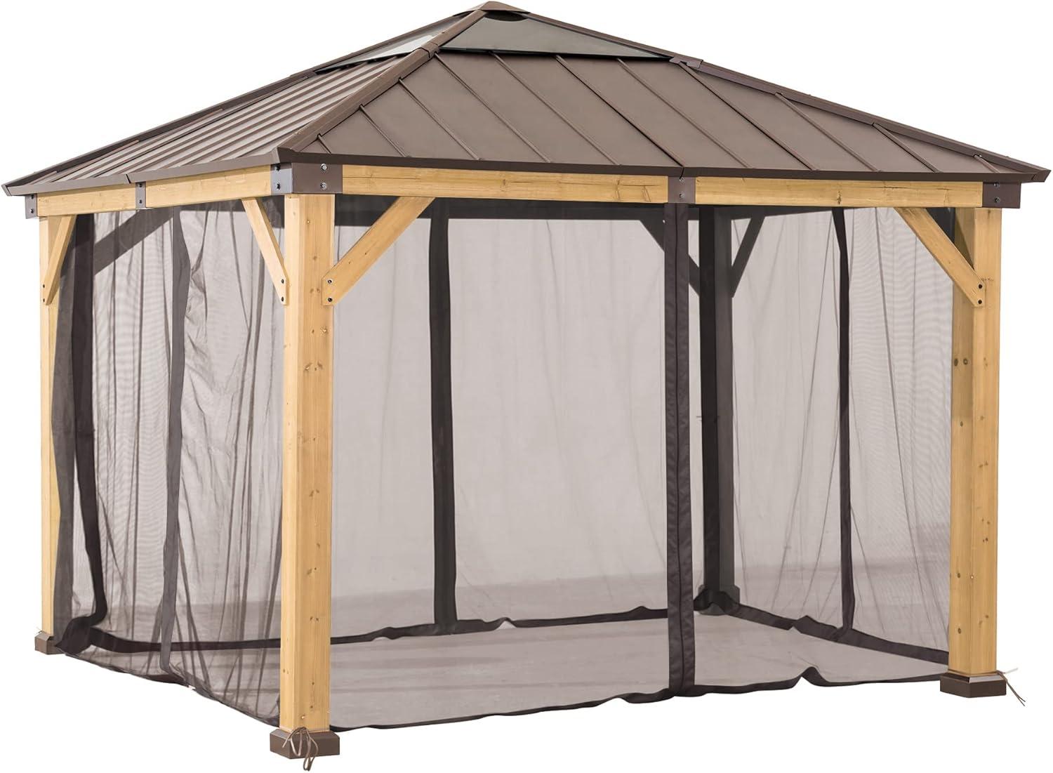 Sunjoy Universal Mosquito Netting for Wood Framed Gazebos, 4-Panel Screen Walls for Outdoor Patio with Zipper (Mosquito Net Only) & Reviews | Wayfair